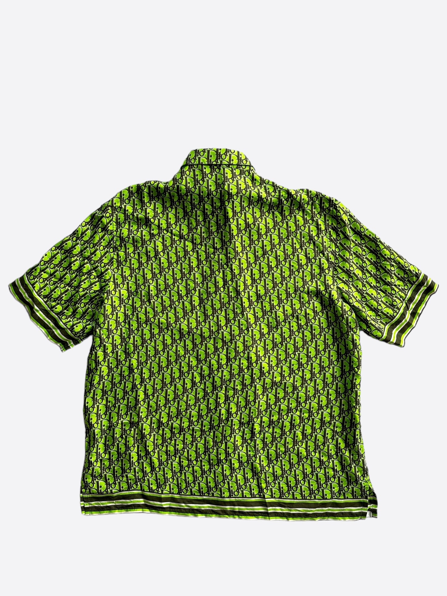 Dior Green & Black Oblique Silk Button Up Shirt