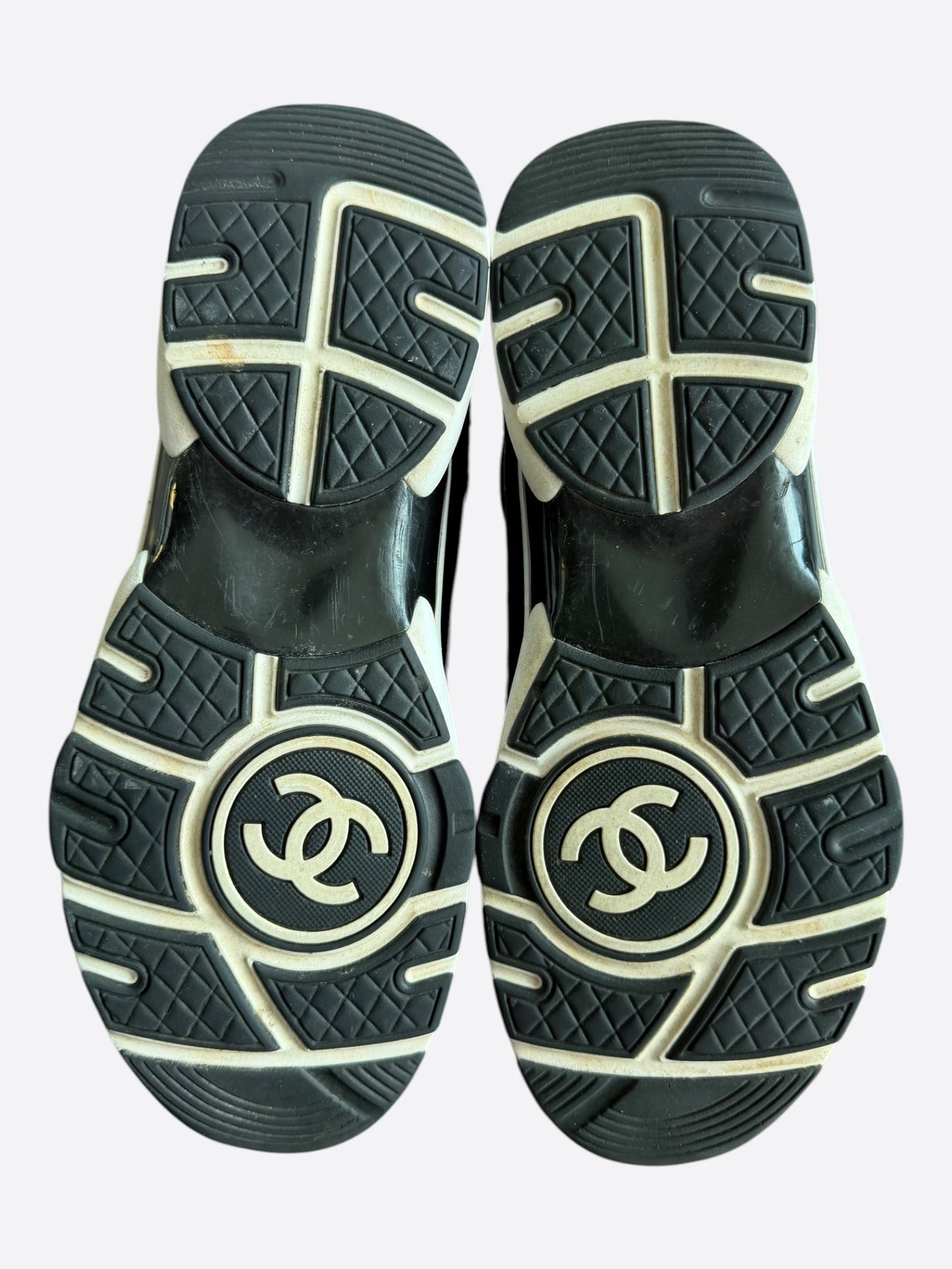 Chanel Black & White Embossed CC Logo Sneakers