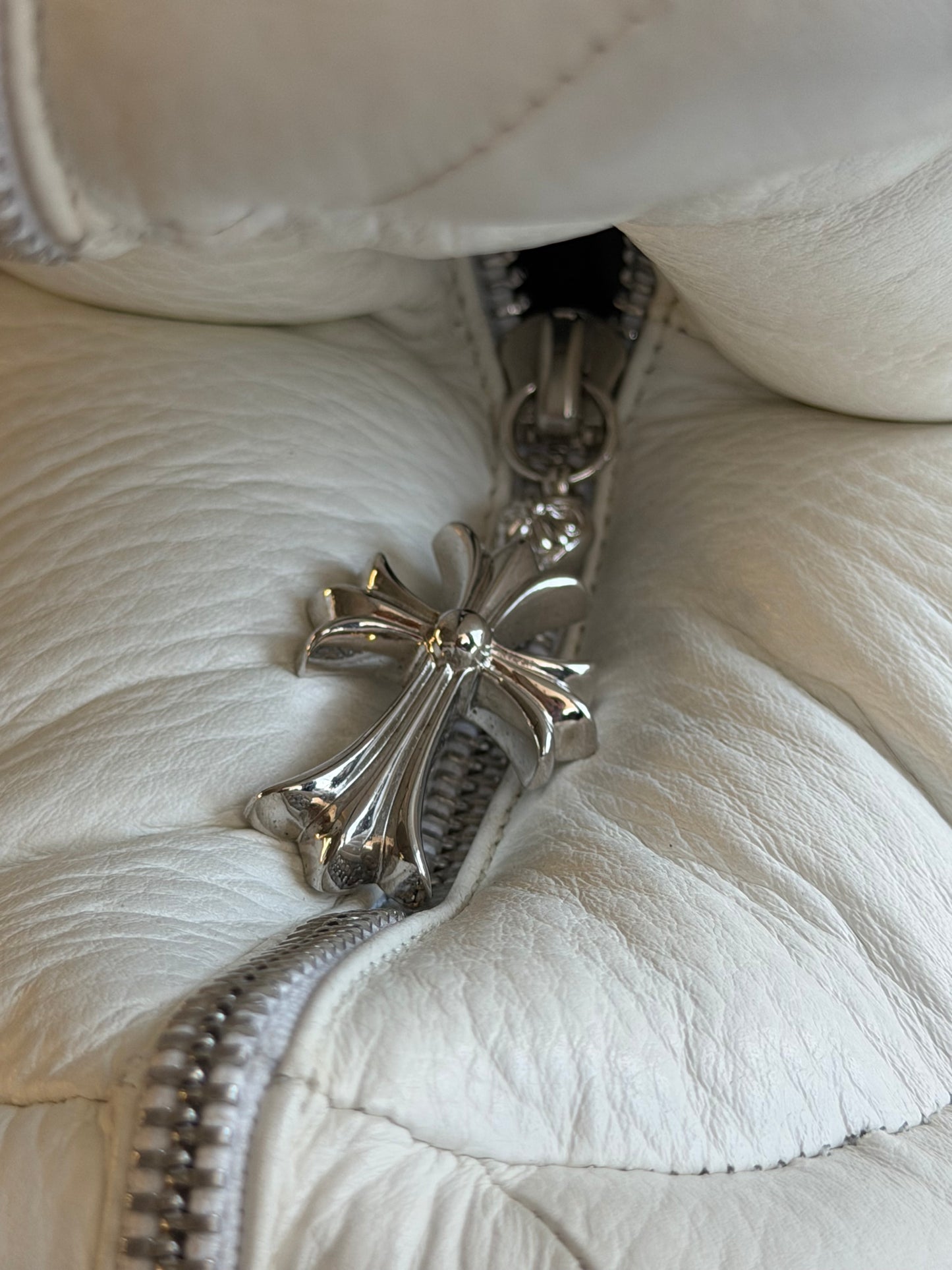 Chrome Hearts White Leather Maltese Cross Pillow