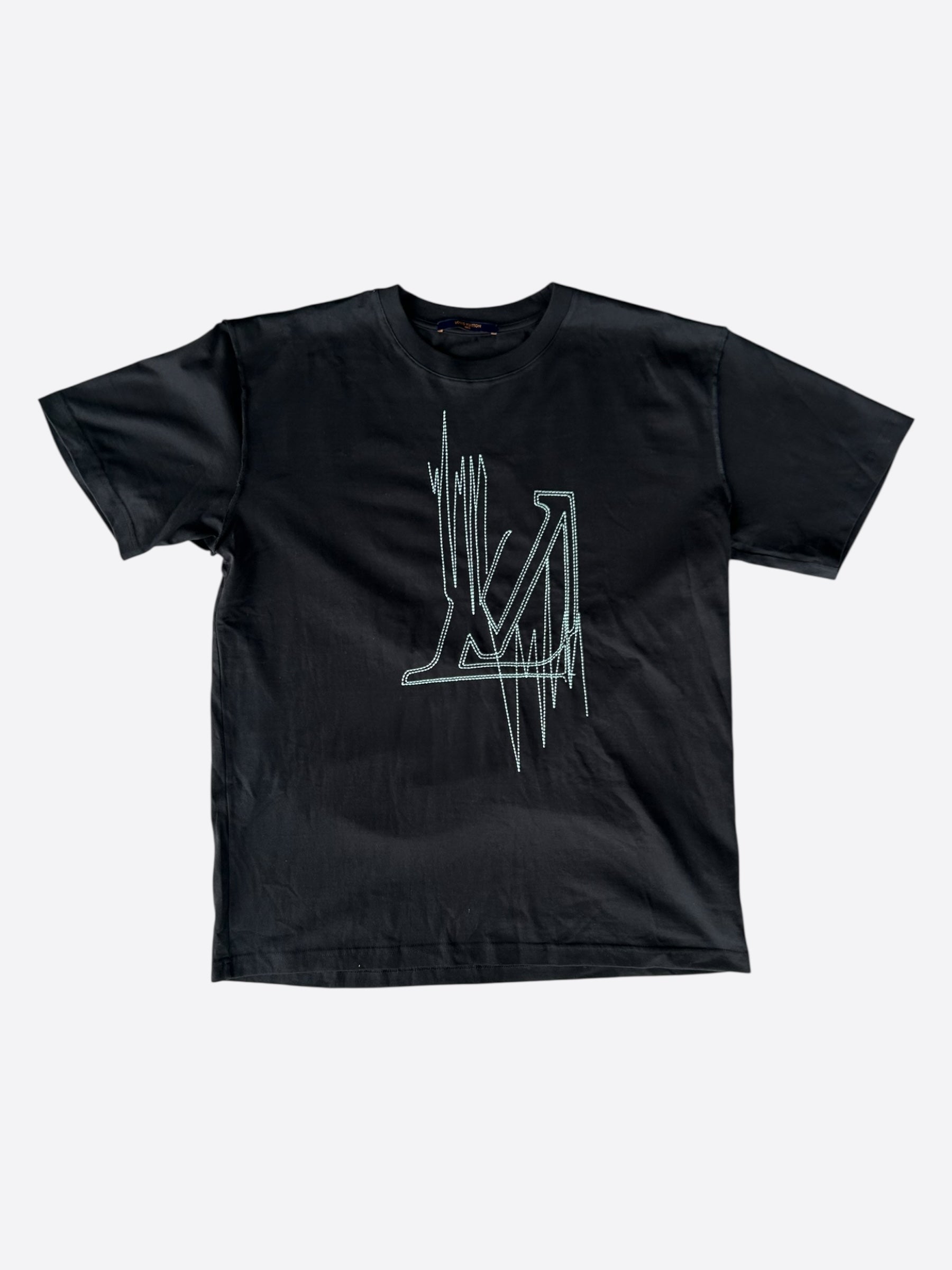 Louis Vuitton Black & White Frequency Logo Embroidered T