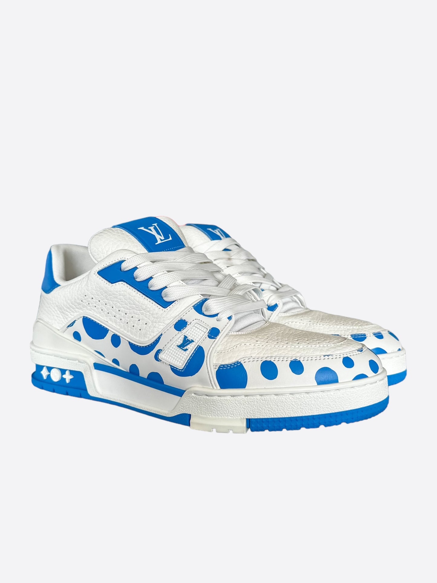 Louis Vuitton Yayoi Kusama White & Blue Polka Dot Trainers