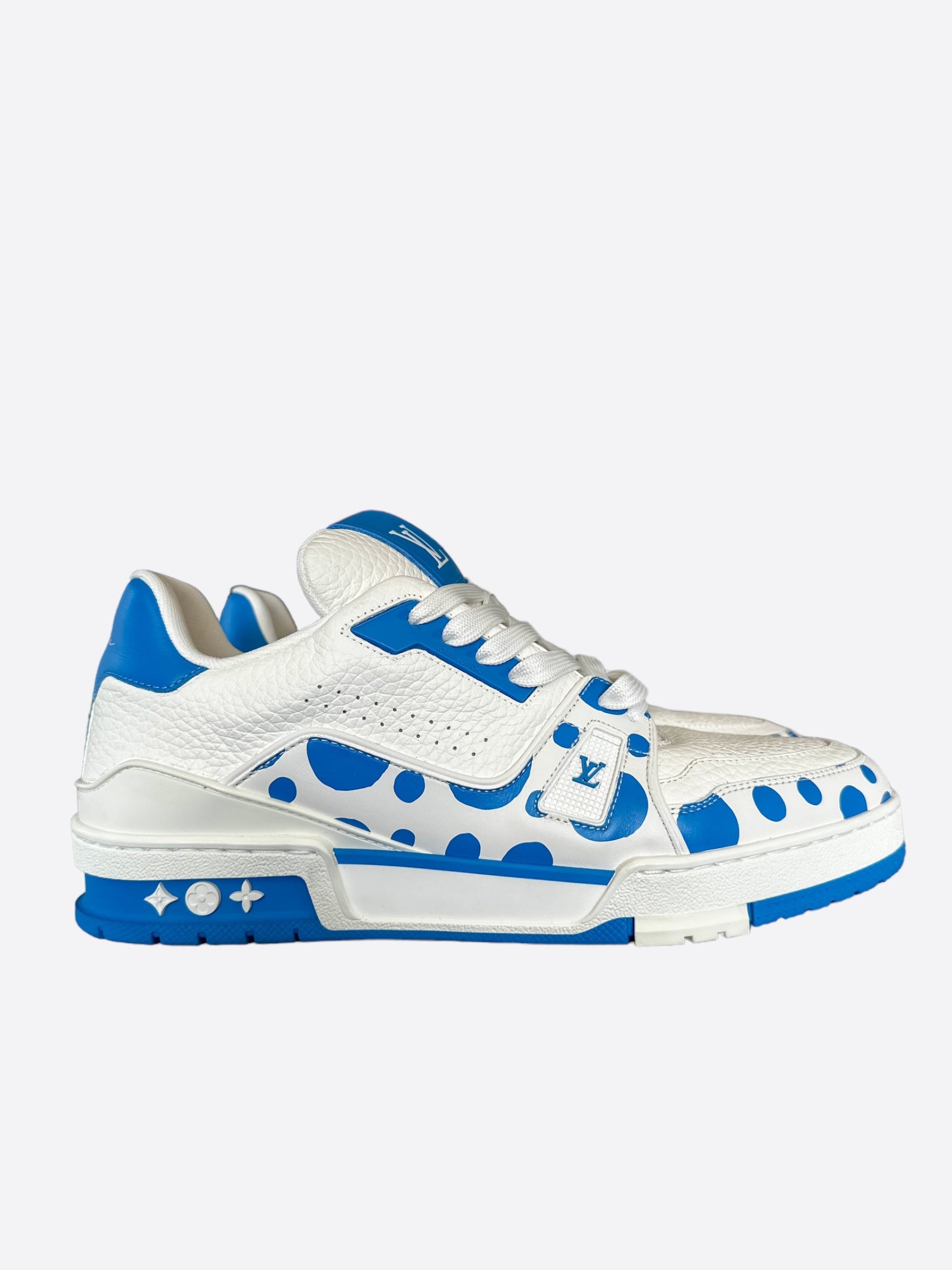 Louis Vuitton Yayoi Kusama White & Blue Polka Dot Trainers
