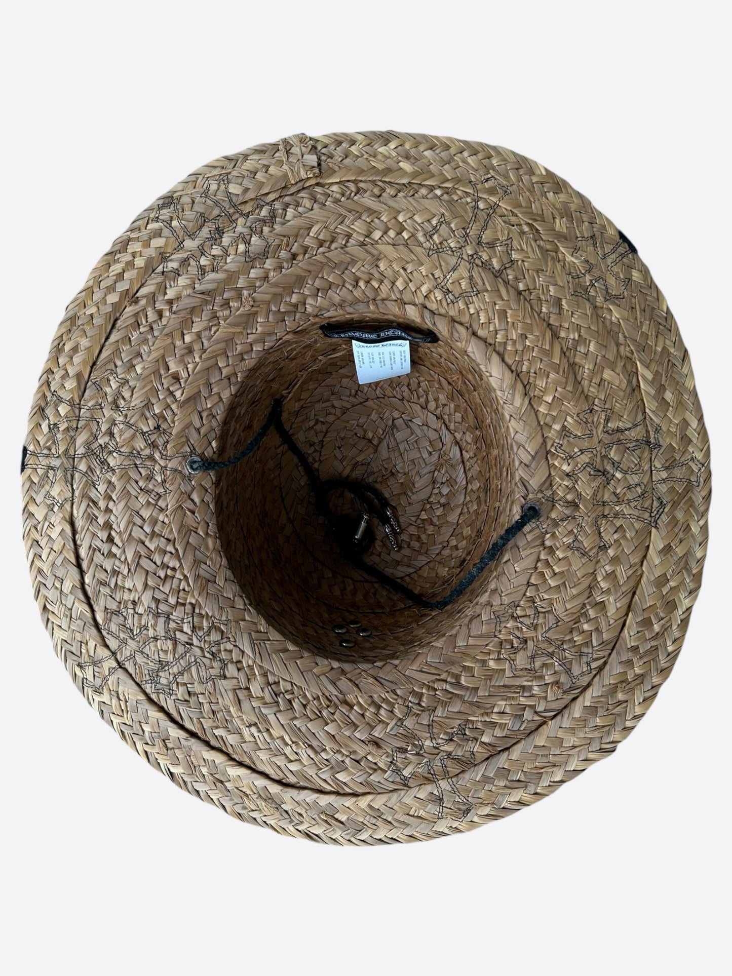 Chrome Hearts Beige & Black Cross Patch Straw Hat