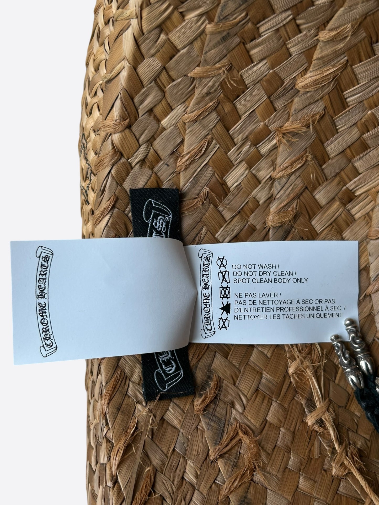 Chrome Hearts Beige & Black Cross Patch Straw Hat