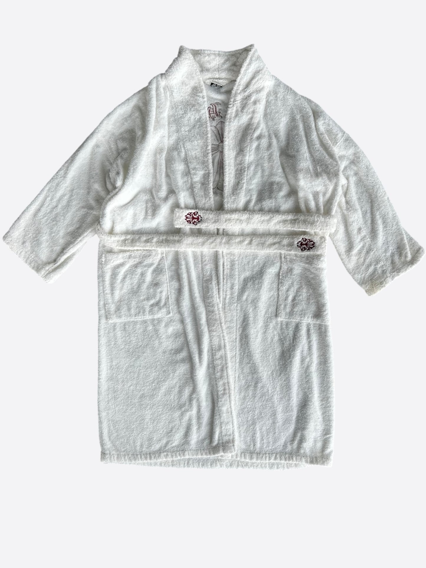 Chrome Hearts White & Red Cross Logo Robe