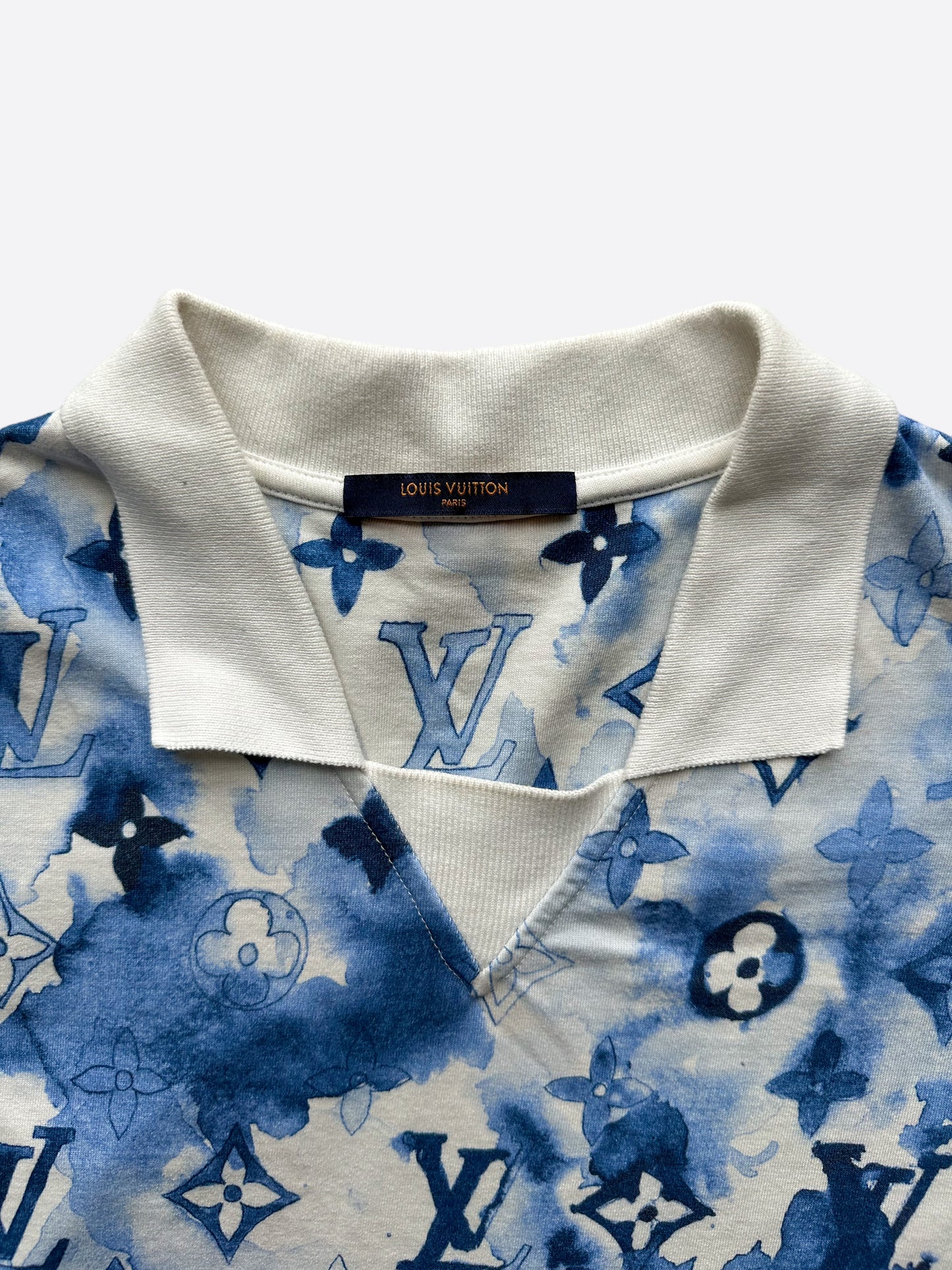 Louis Vuitton Blue & White Watercolor Monogram Polo shirt