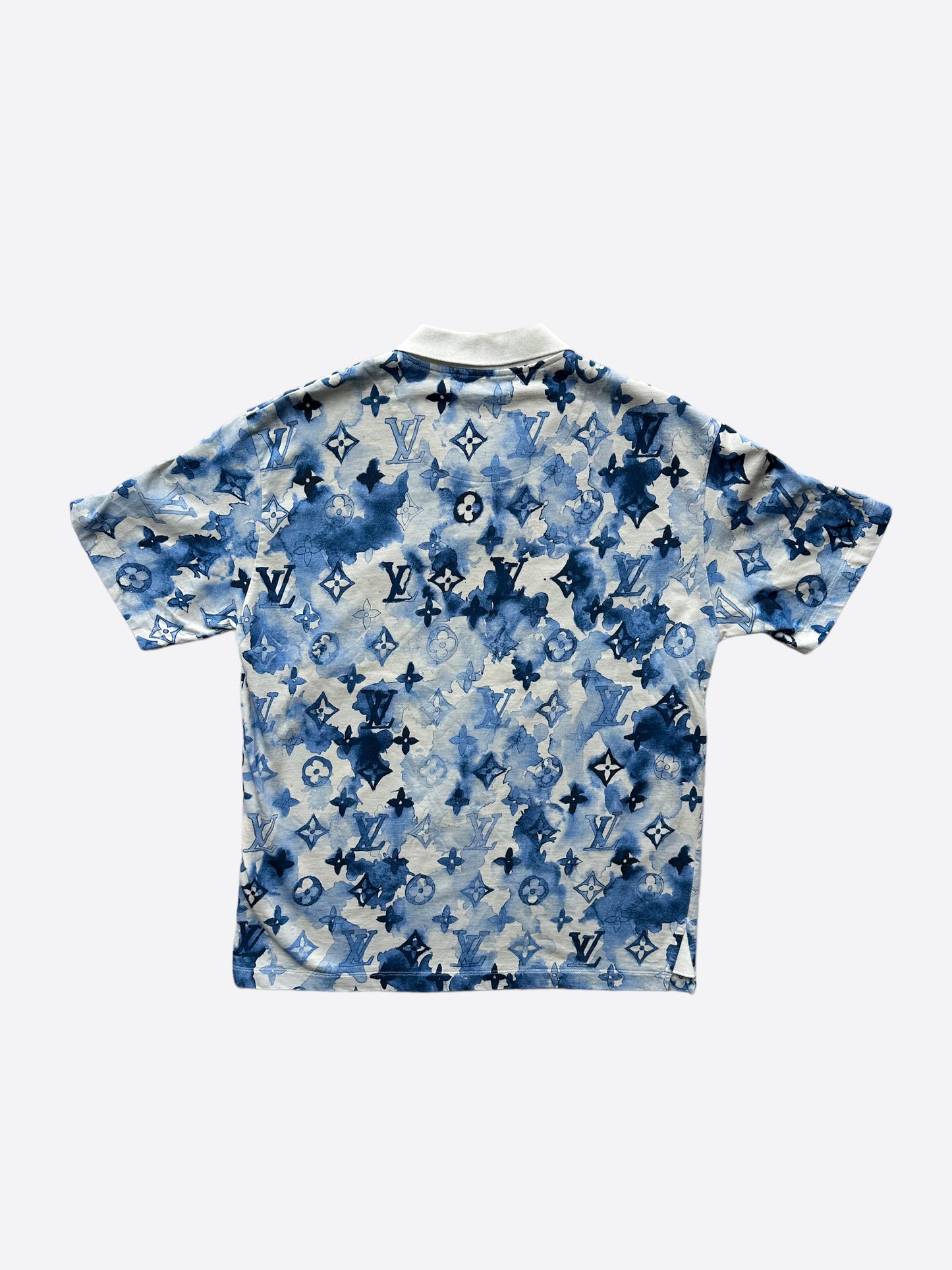 Louis Vuitton Blue & White Watercolor Monogram Polo shirt