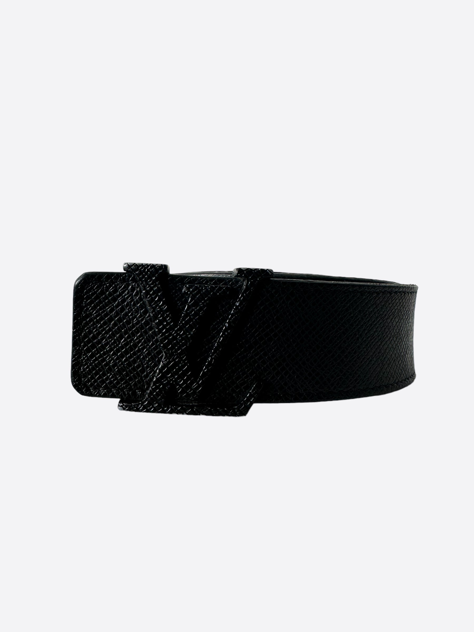 grey and black lv belt