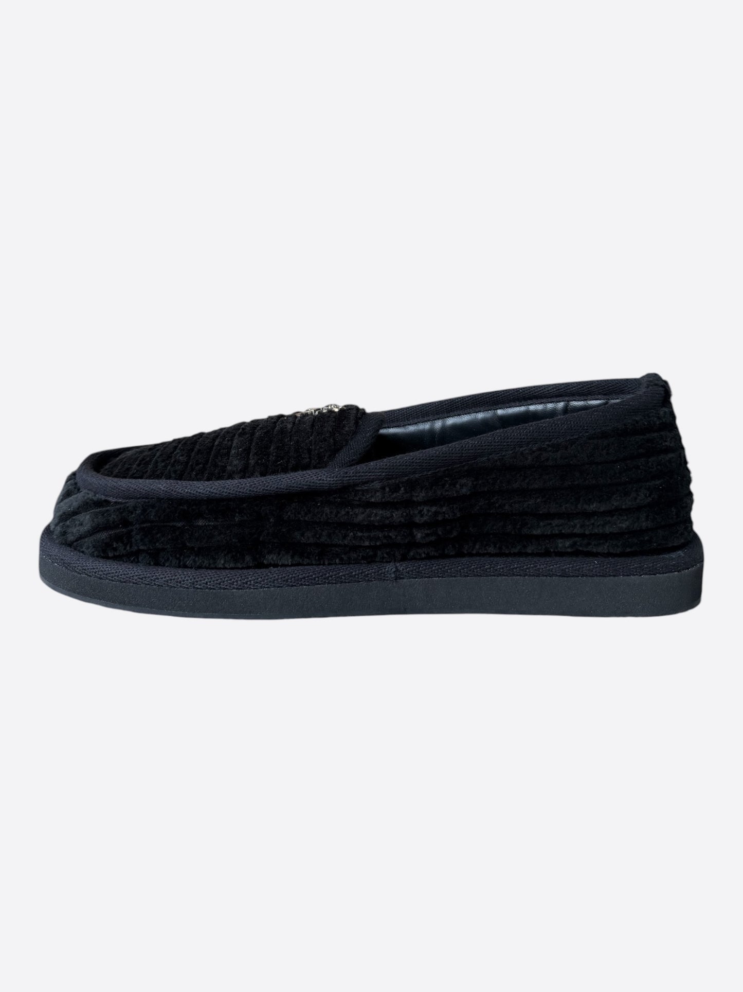 Chrome Hearts Black Corduroy Dagger Slippers
