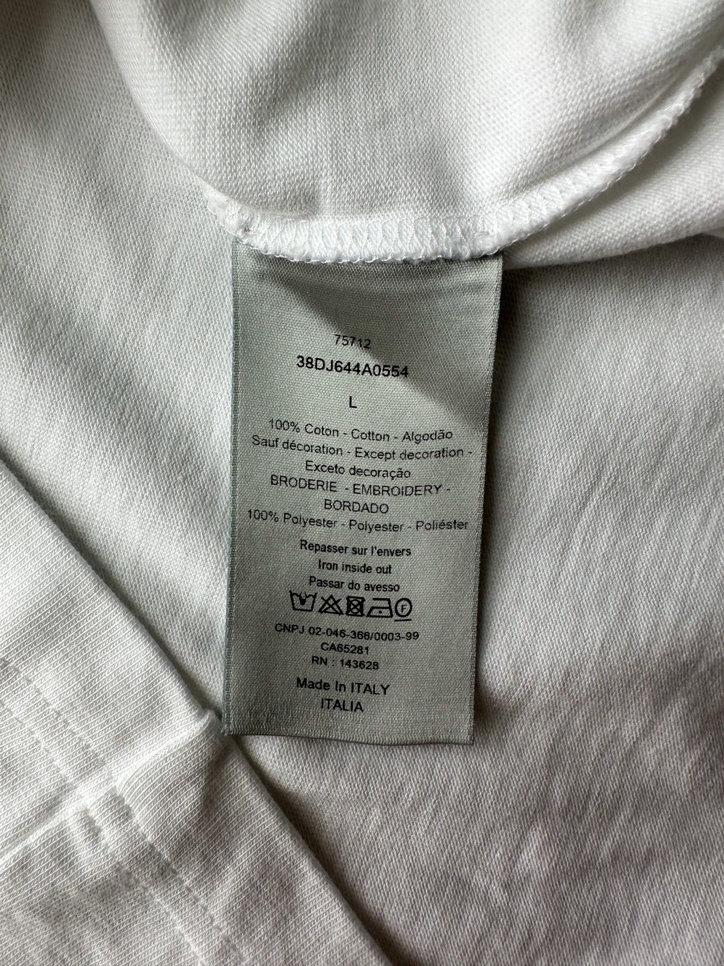 Dior White Floral Motif Logo Mockneck T-Shirt