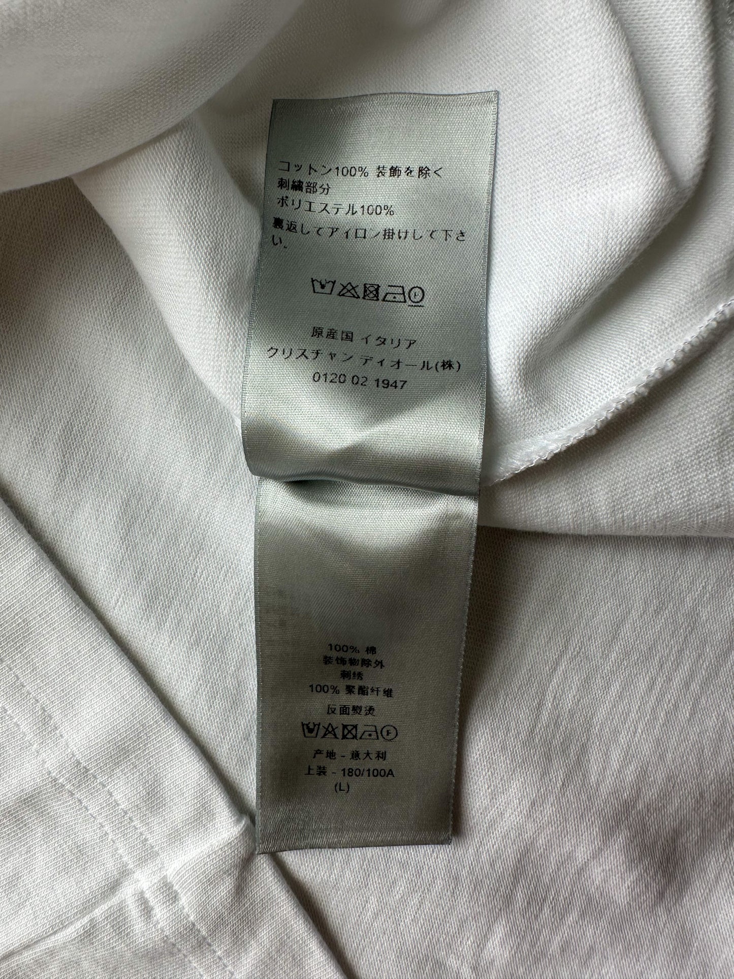 Dior White Floral Motif Logo Mockneck T-Shirt