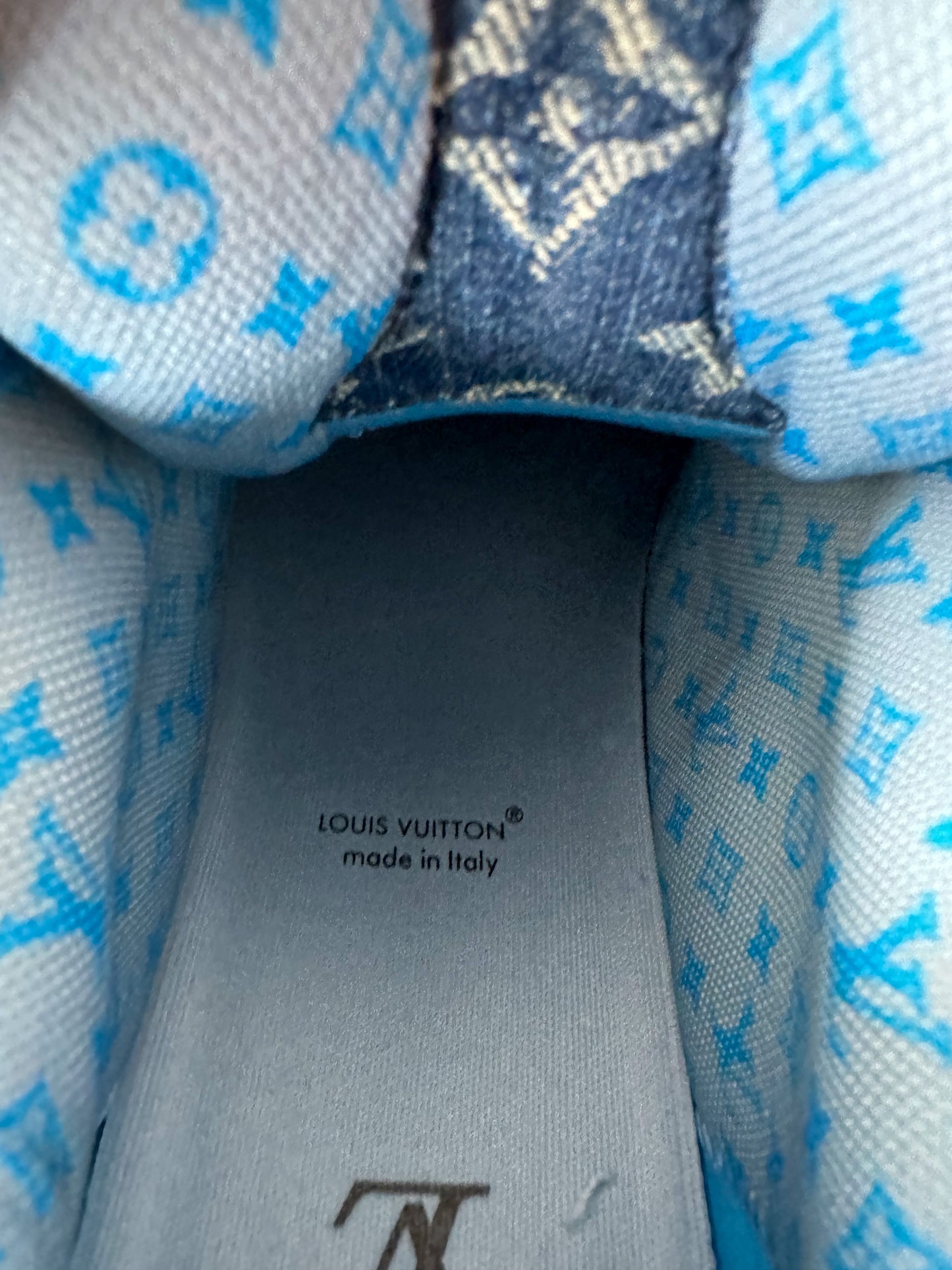 Louis Vuitton Blue Denim Monogram Crystal Skate Trainers