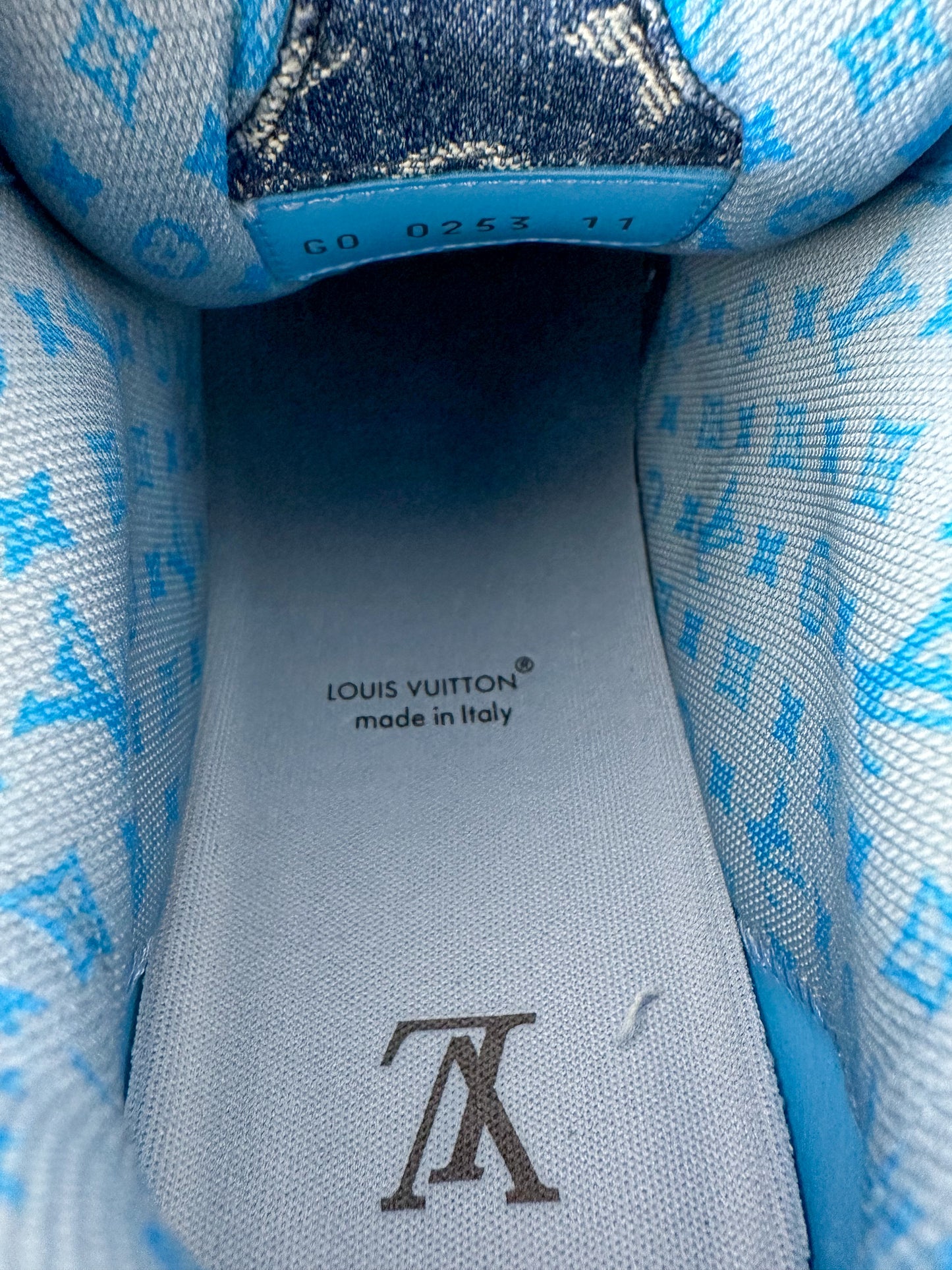 Louis Vuitton Blue Denim Monogram Crystal Skate Trainers