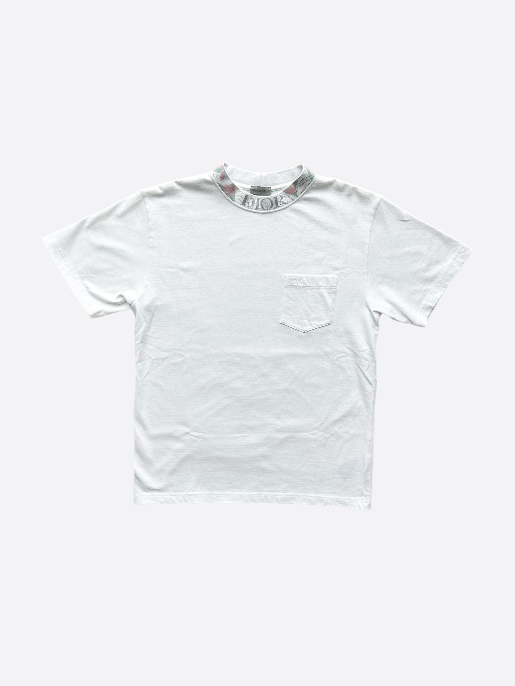 Dior Homme White Logo Embroidered Cotton Crewneck T-Shirt L Dior