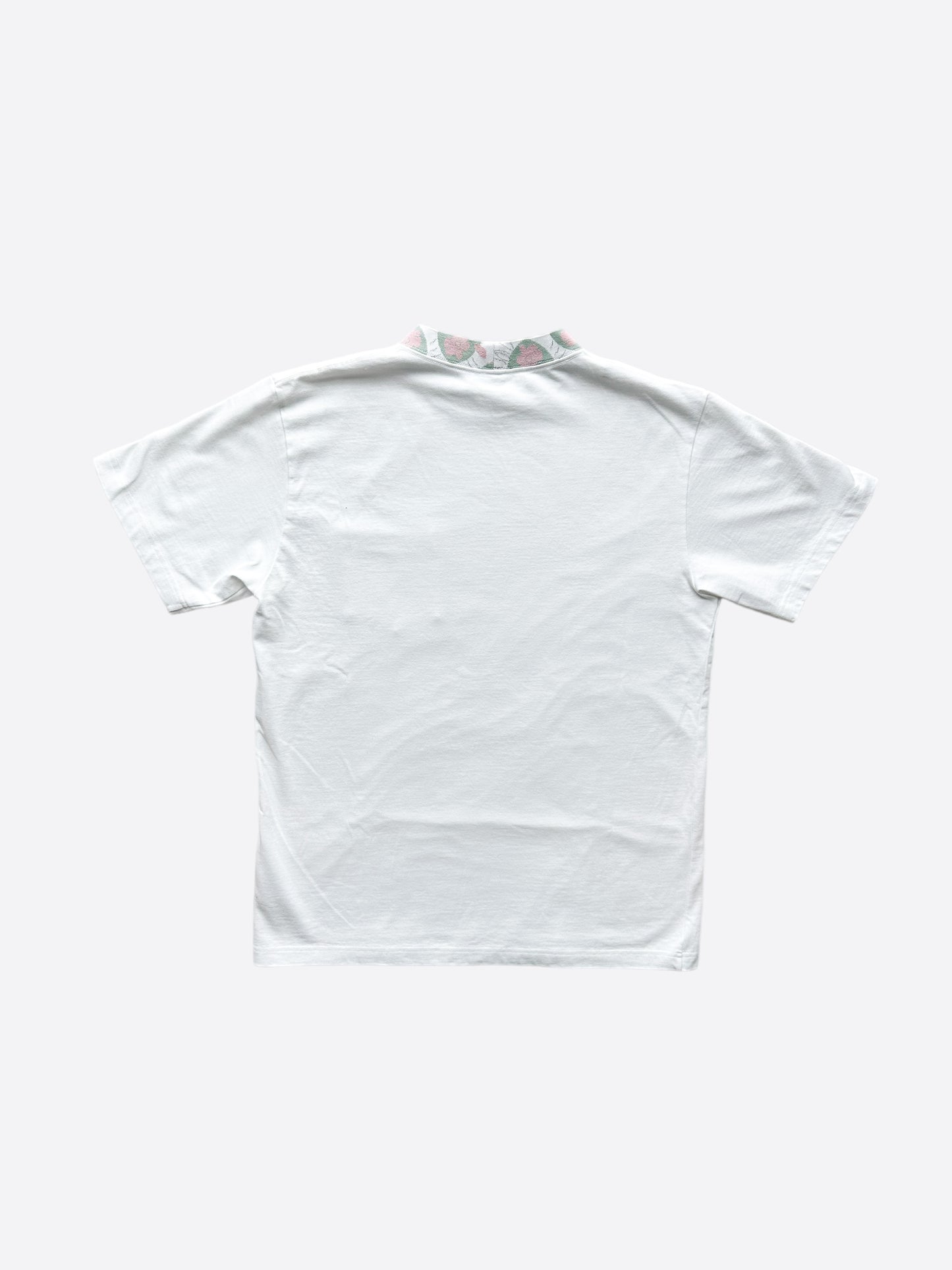 Dior White Floral Motif Logo Mockneck T-Shirt