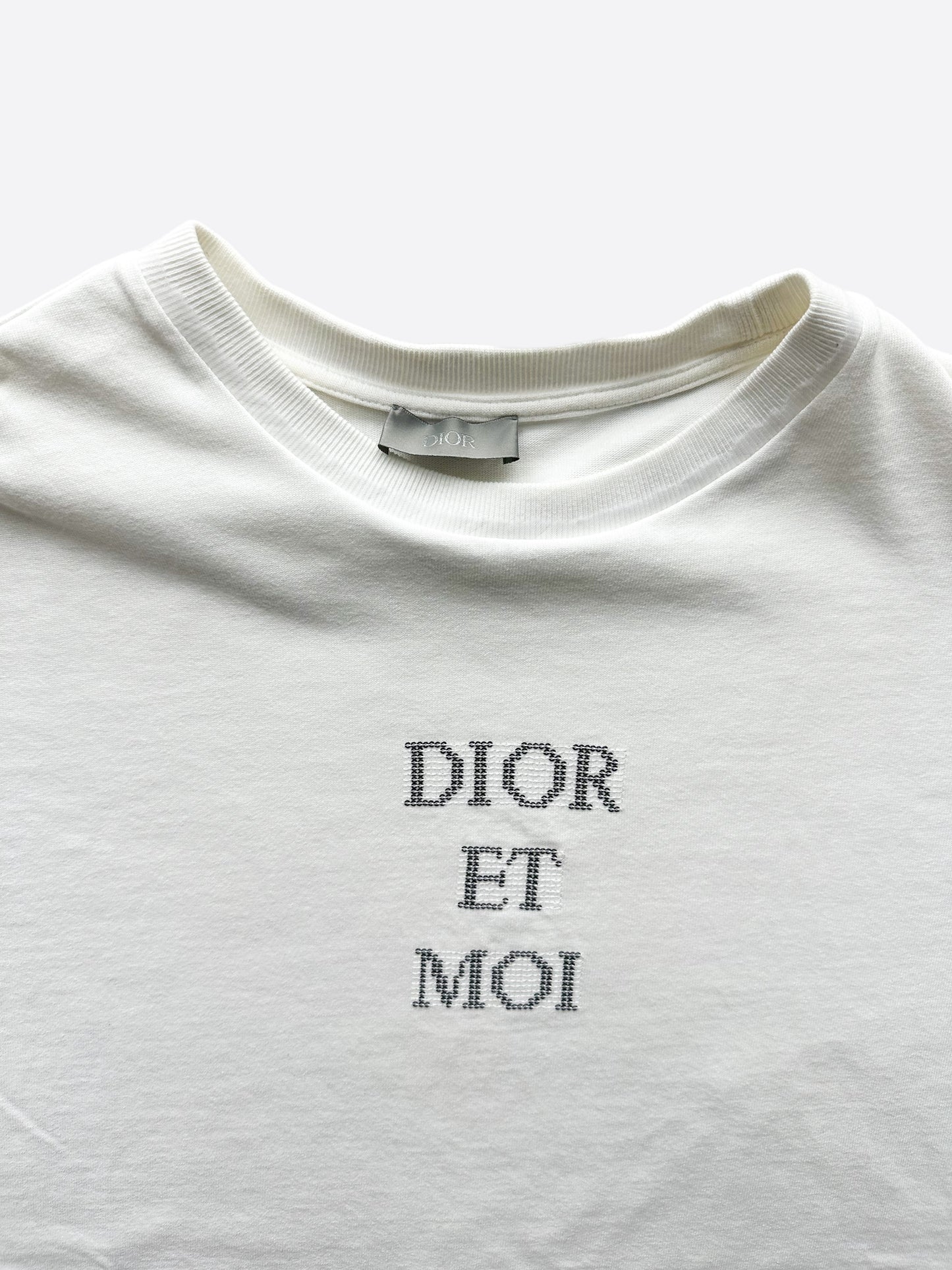 Dior White Dior Et Moi Sequin Embellished Logo T-Shirt