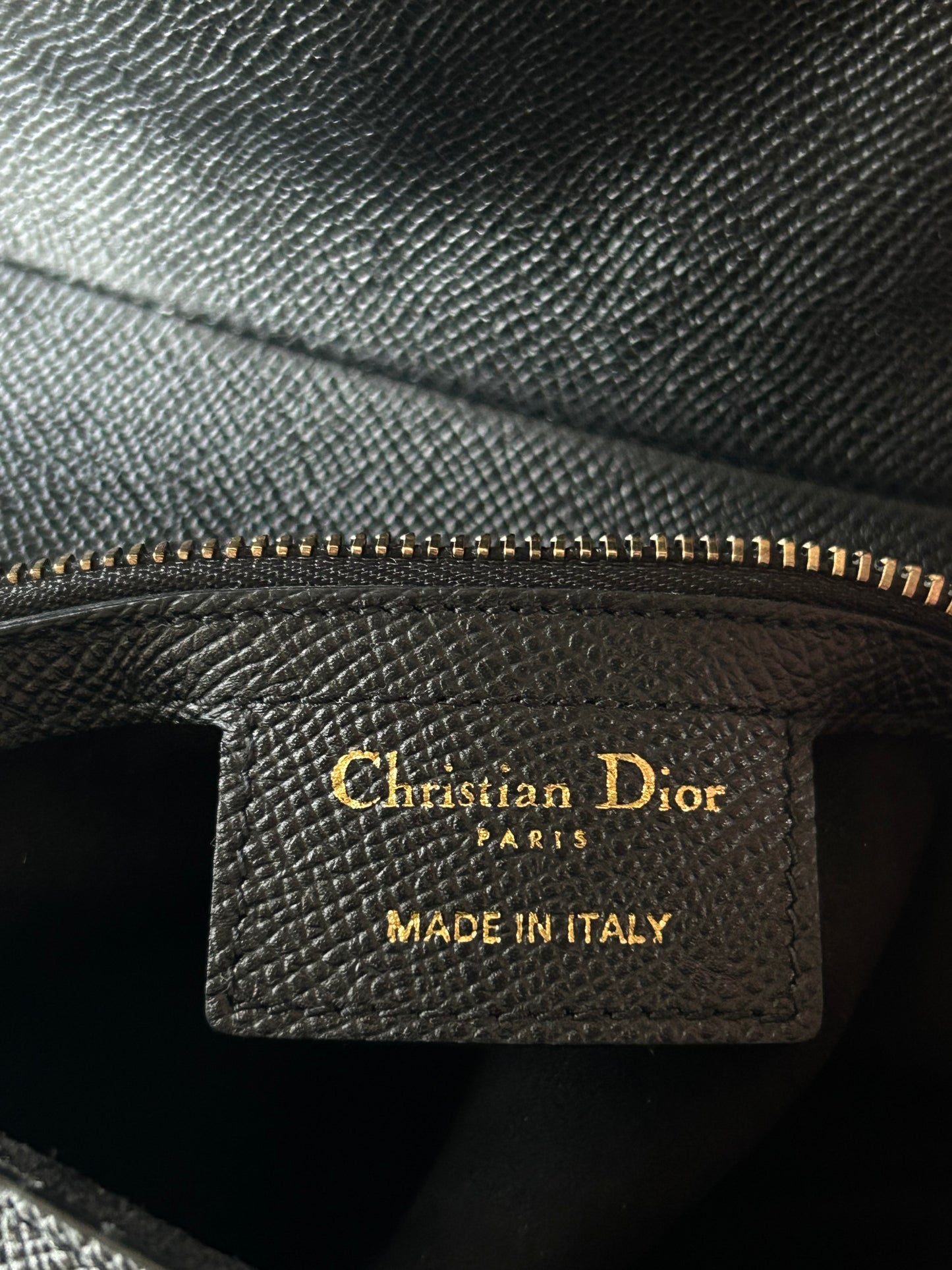 Dior Black & Gold Leather Saddle Bag