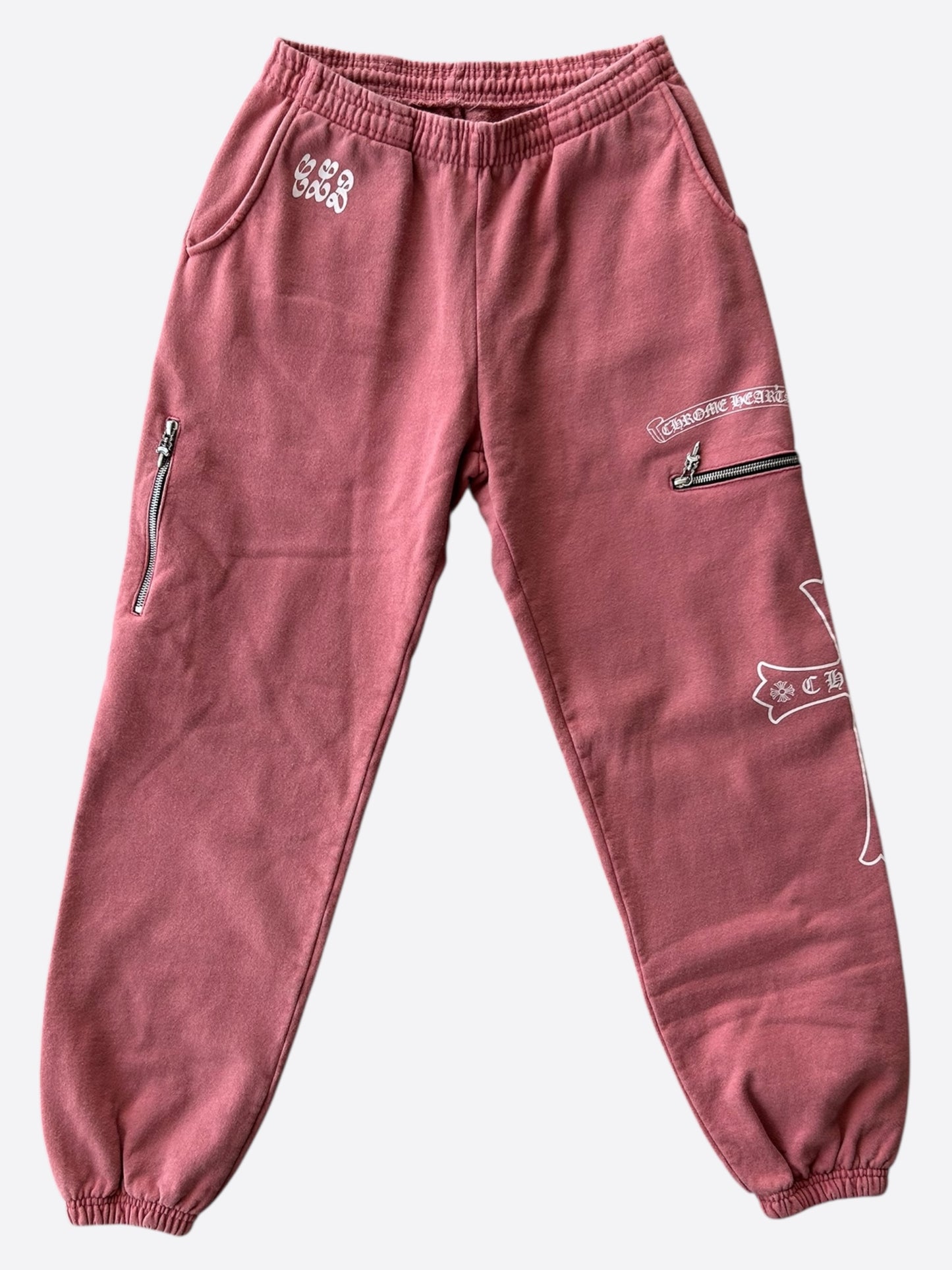 Chrome Hearts Drake Red & White Certified Chrome Cross Logo Sweatpants