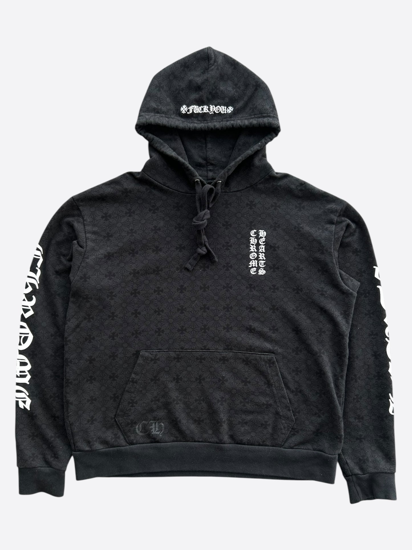 Chrome Hearts Black & White Cross Jacquard Horseshoe Logo Hoodie
