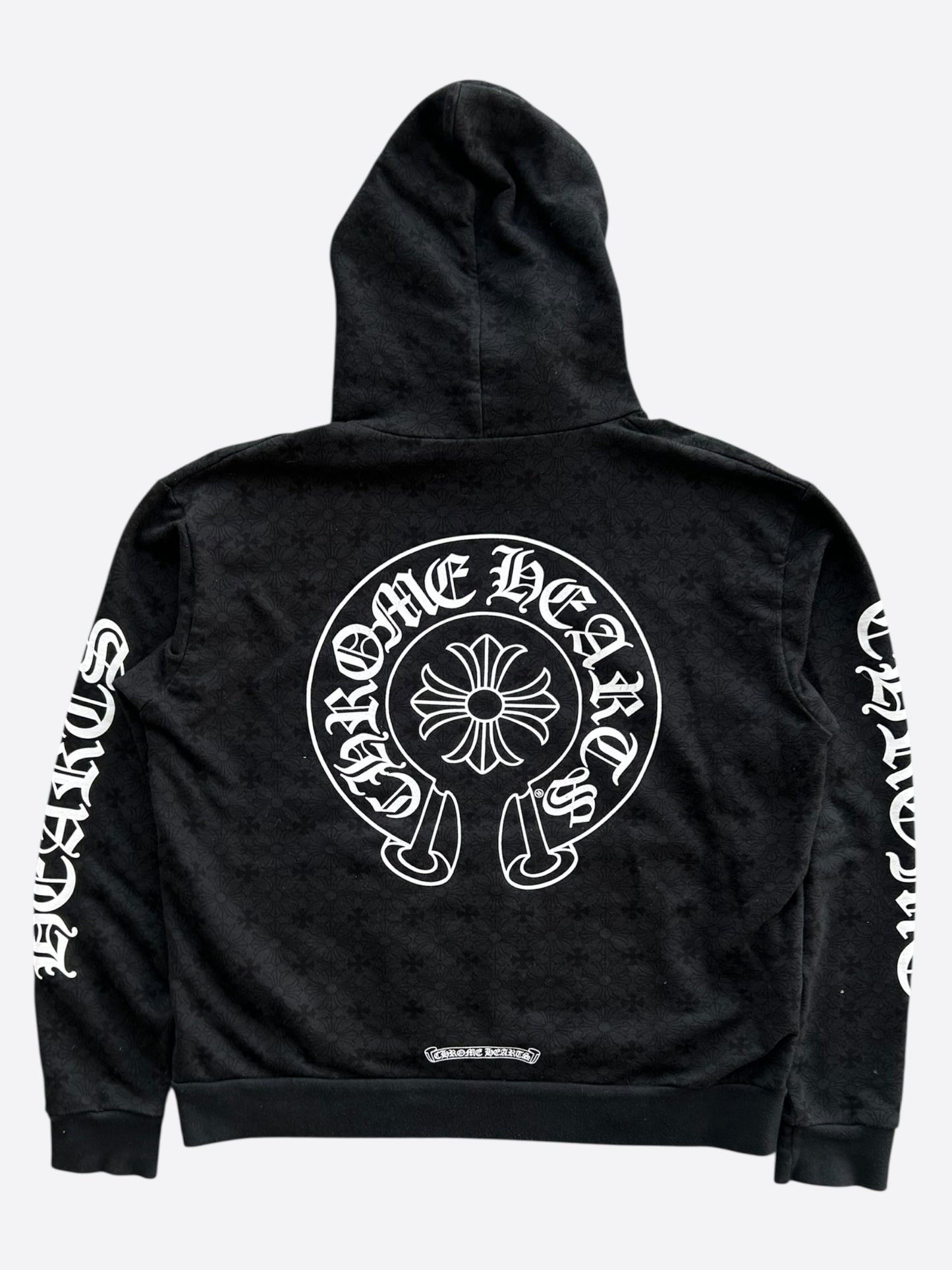 Chrome Hearts Black & White Cross Jacquard Horseshoe Logo Hoodie