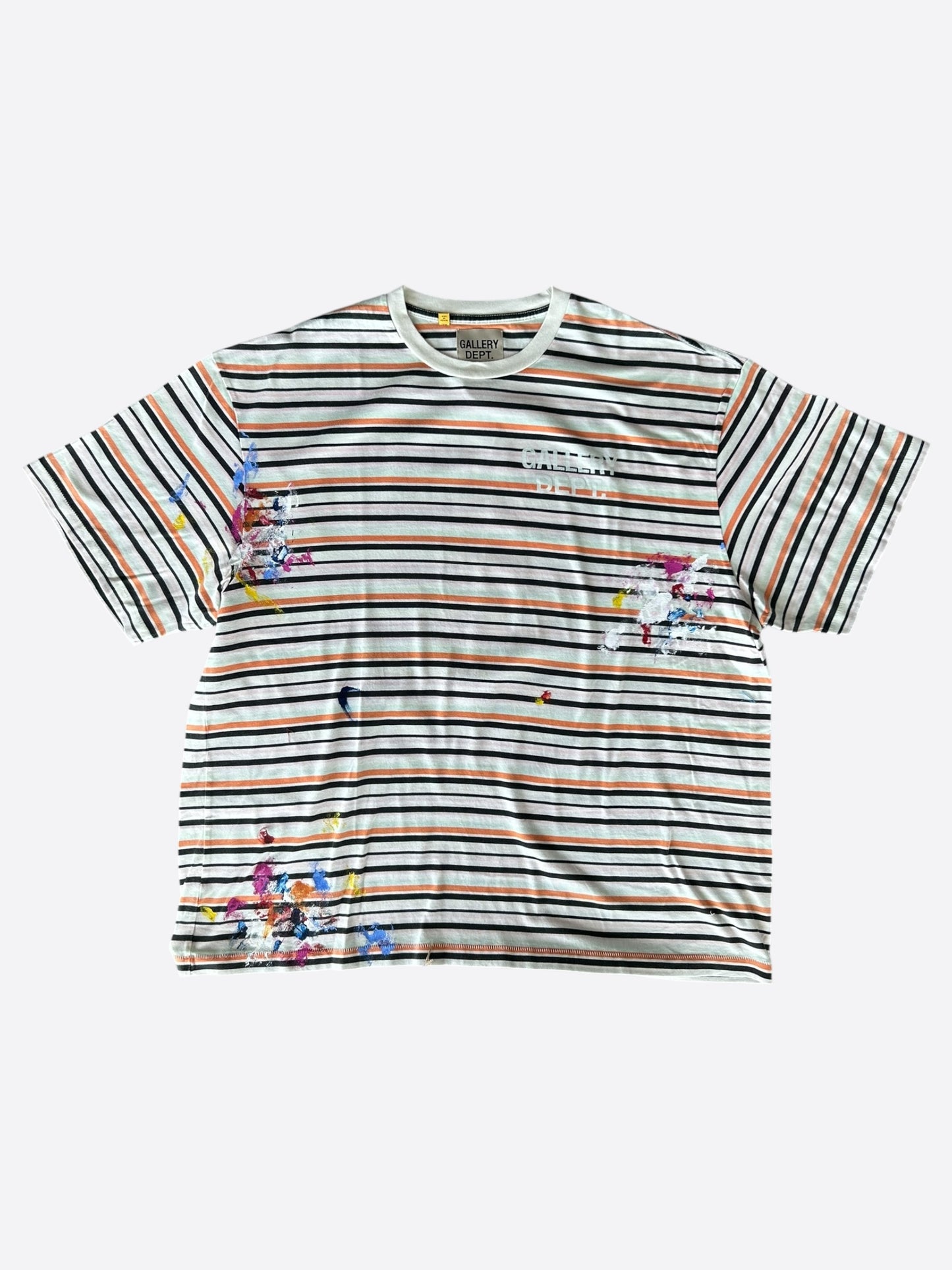 Gallery Dept Multicolor Striped Paint Splatter Logo T-Shirt