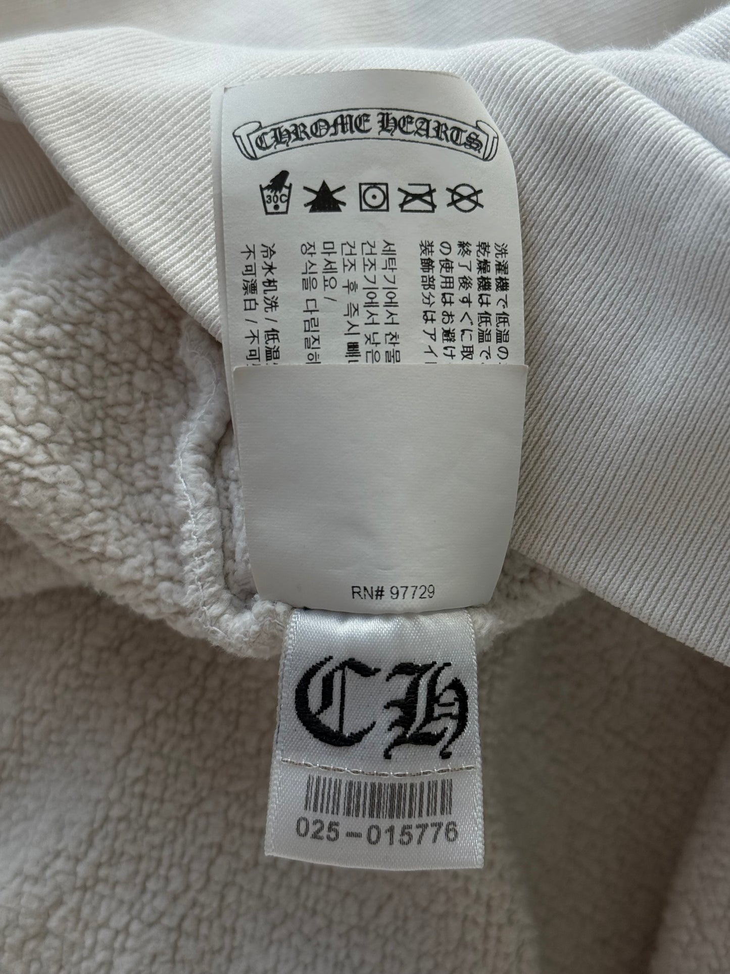 Chrome Hearts White & Black Embroidered Script Logo Hoodie
