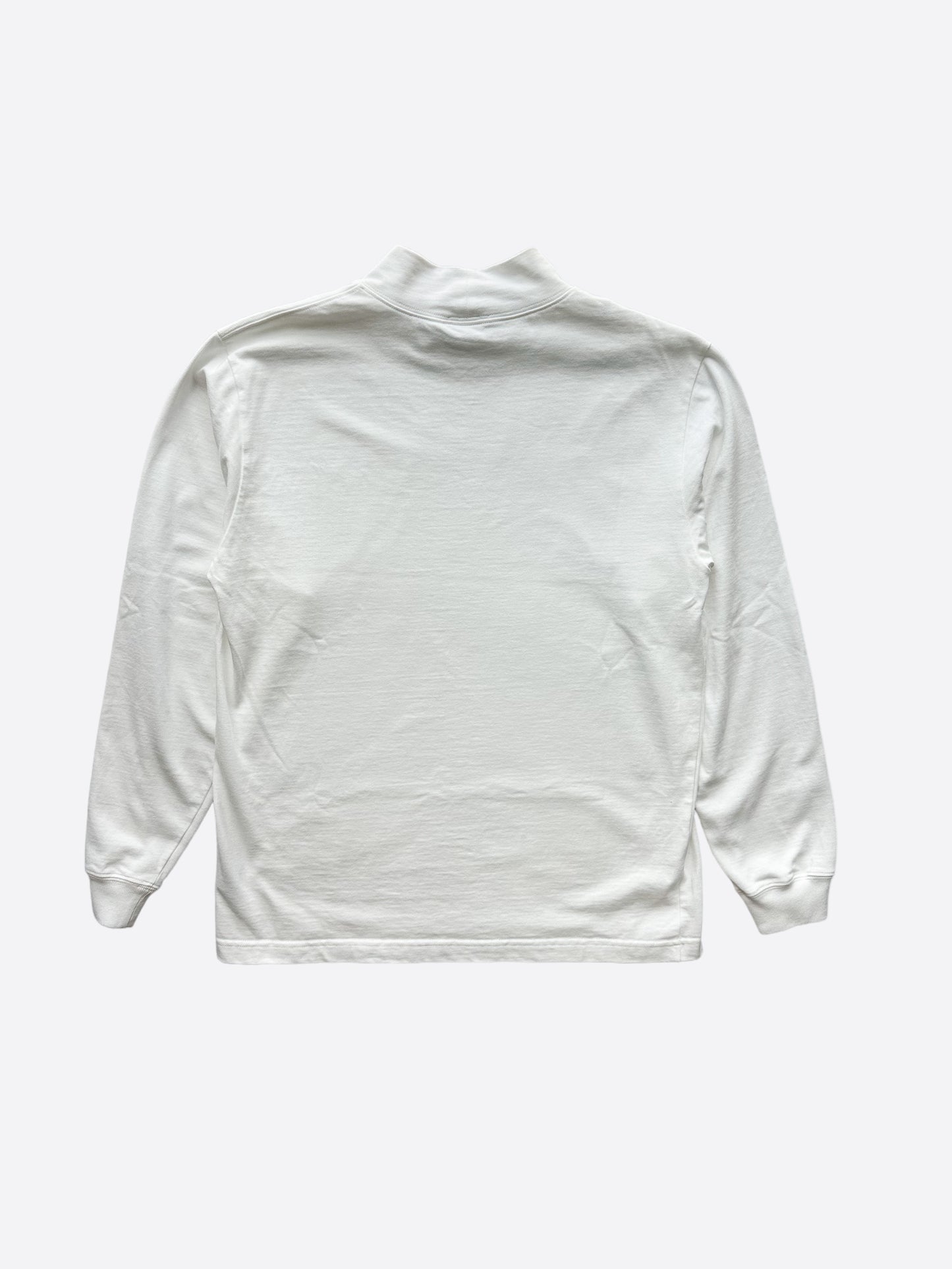 Dior Air Jordan White Embroidered Logo Longsleeve Mockneck T-Shirt