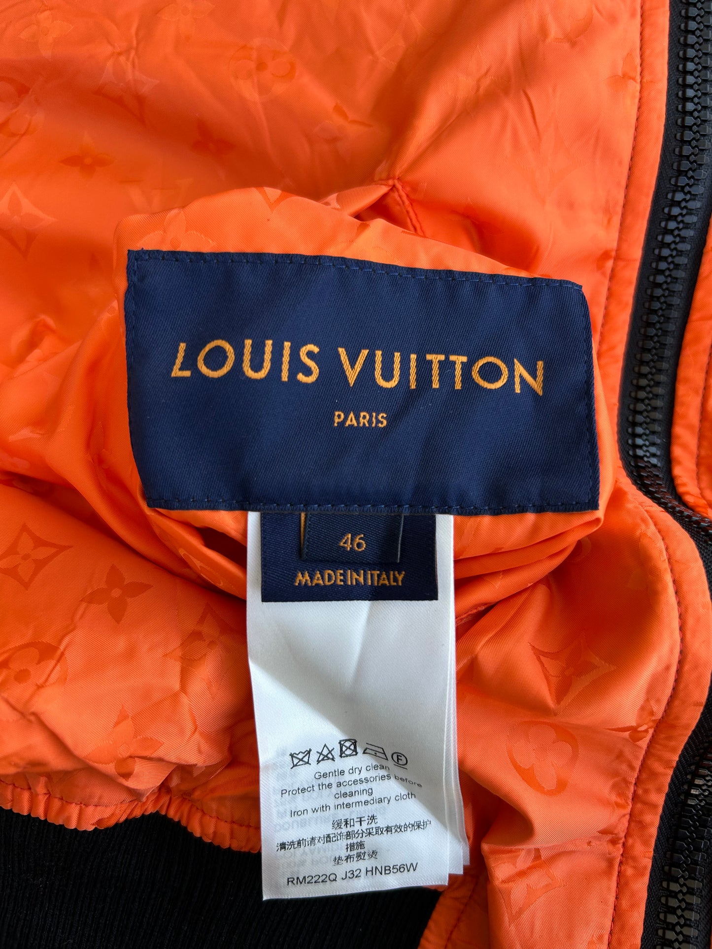 Louis Vuitton Black & Orange Monogram Reversible Bomber Jacket