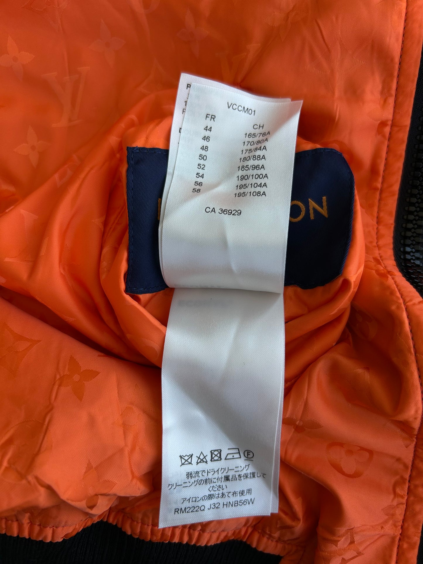 Louis Vuitton Black & Orange Monogram Reversible Bomber Jacket