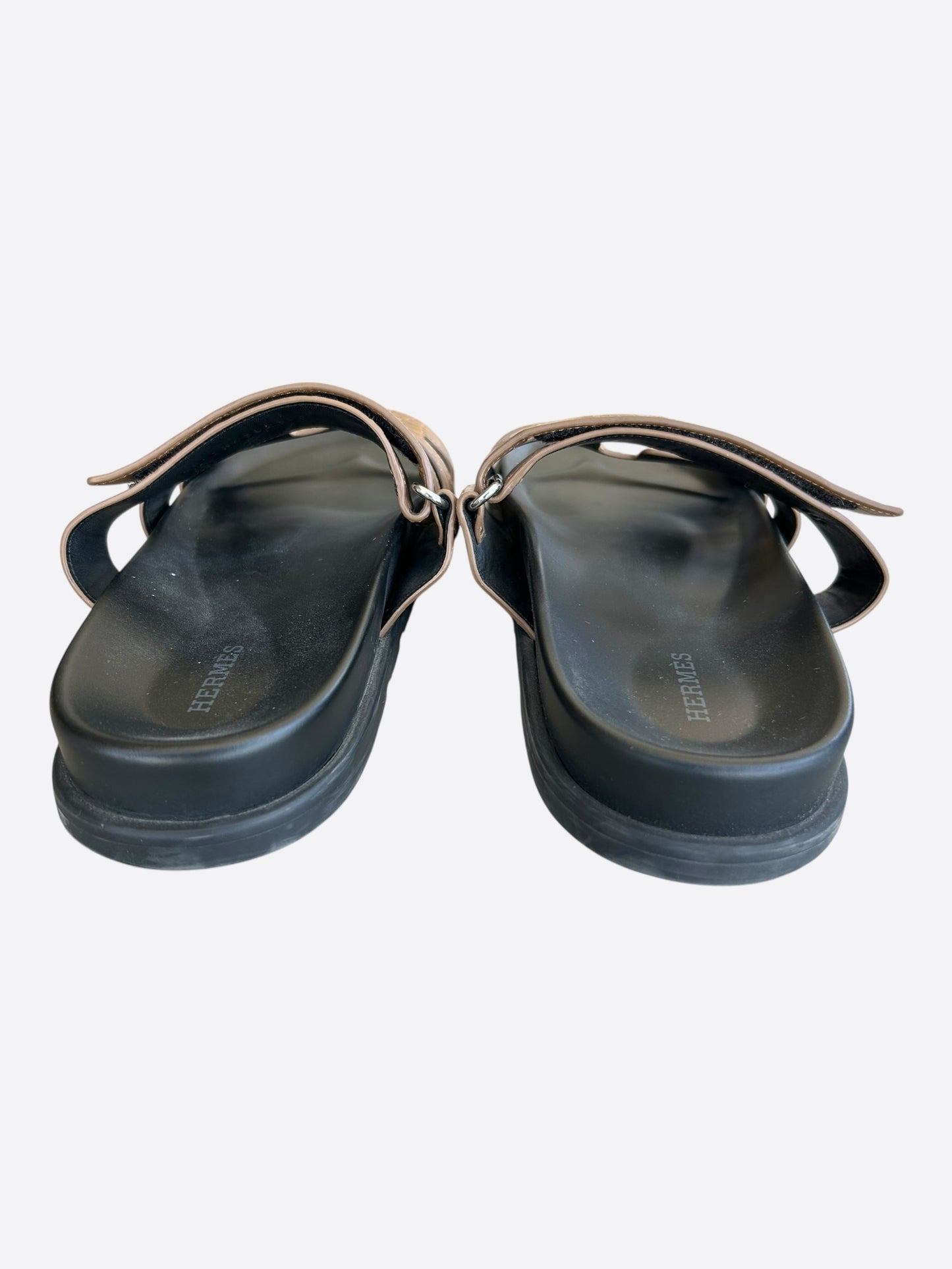 Hermes Black & Brown Crocodile Chypre Sandals