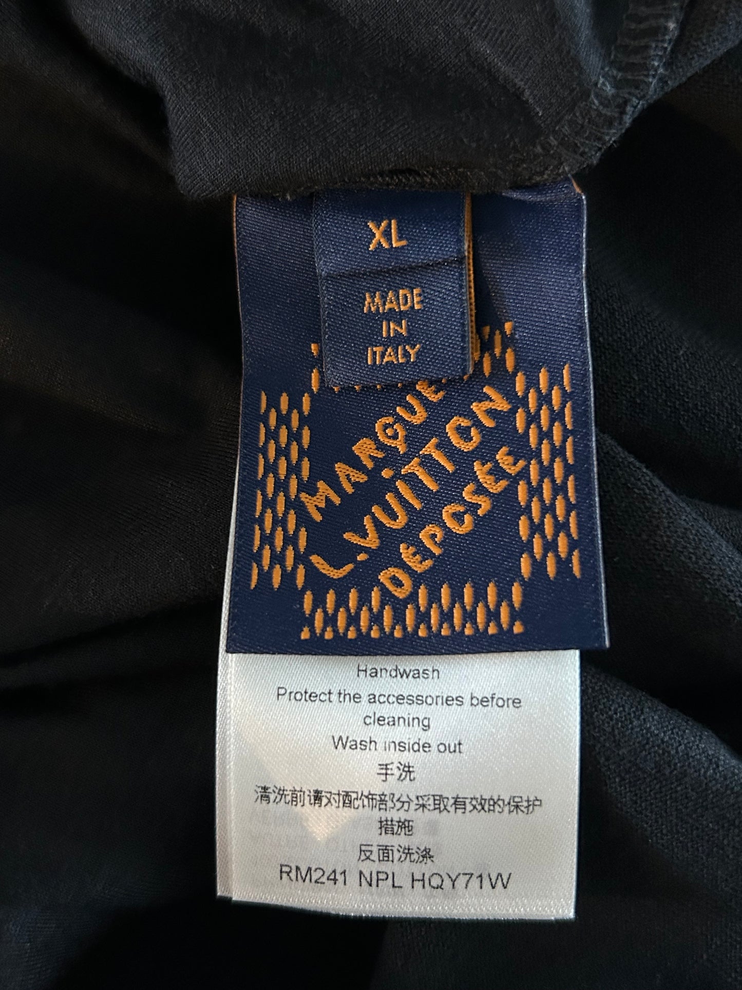 Louis Vuitton Black & White Marque Pearl Embellished T-Shirt