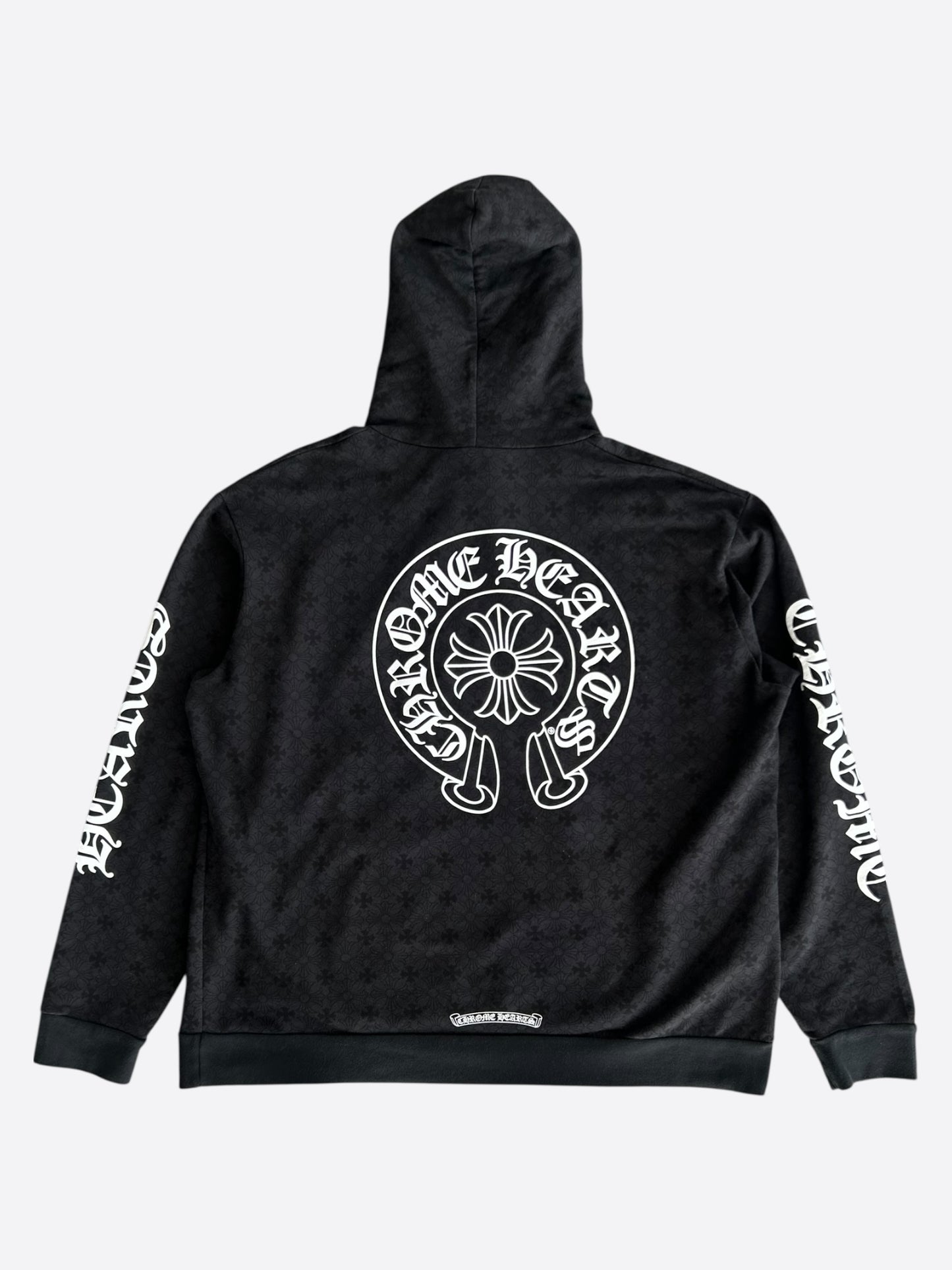Chrome Hearts Black & White Cross Jacquard Horseshoe Logo Hoodie