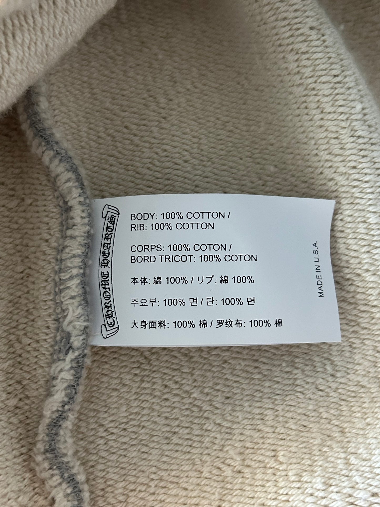 Chrome Hearts Grey & Black Triple Cross CH Logo Embroidered Hoodie