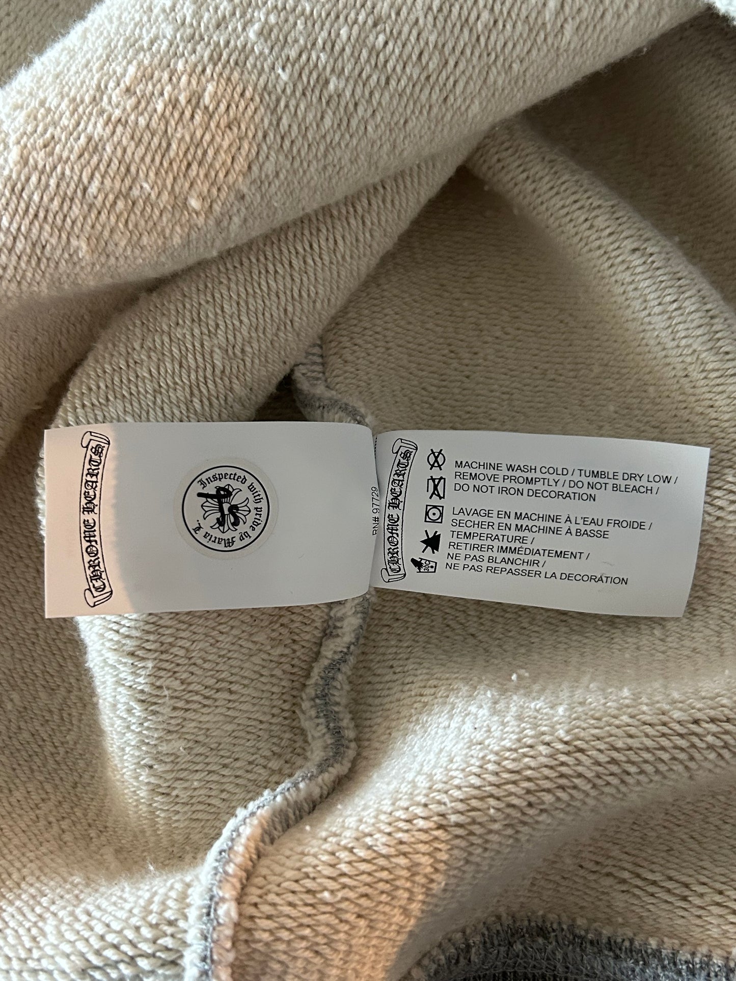 Chrome Hearts Grey & Black Triple Cross CH Logo Embroidered Hoodie