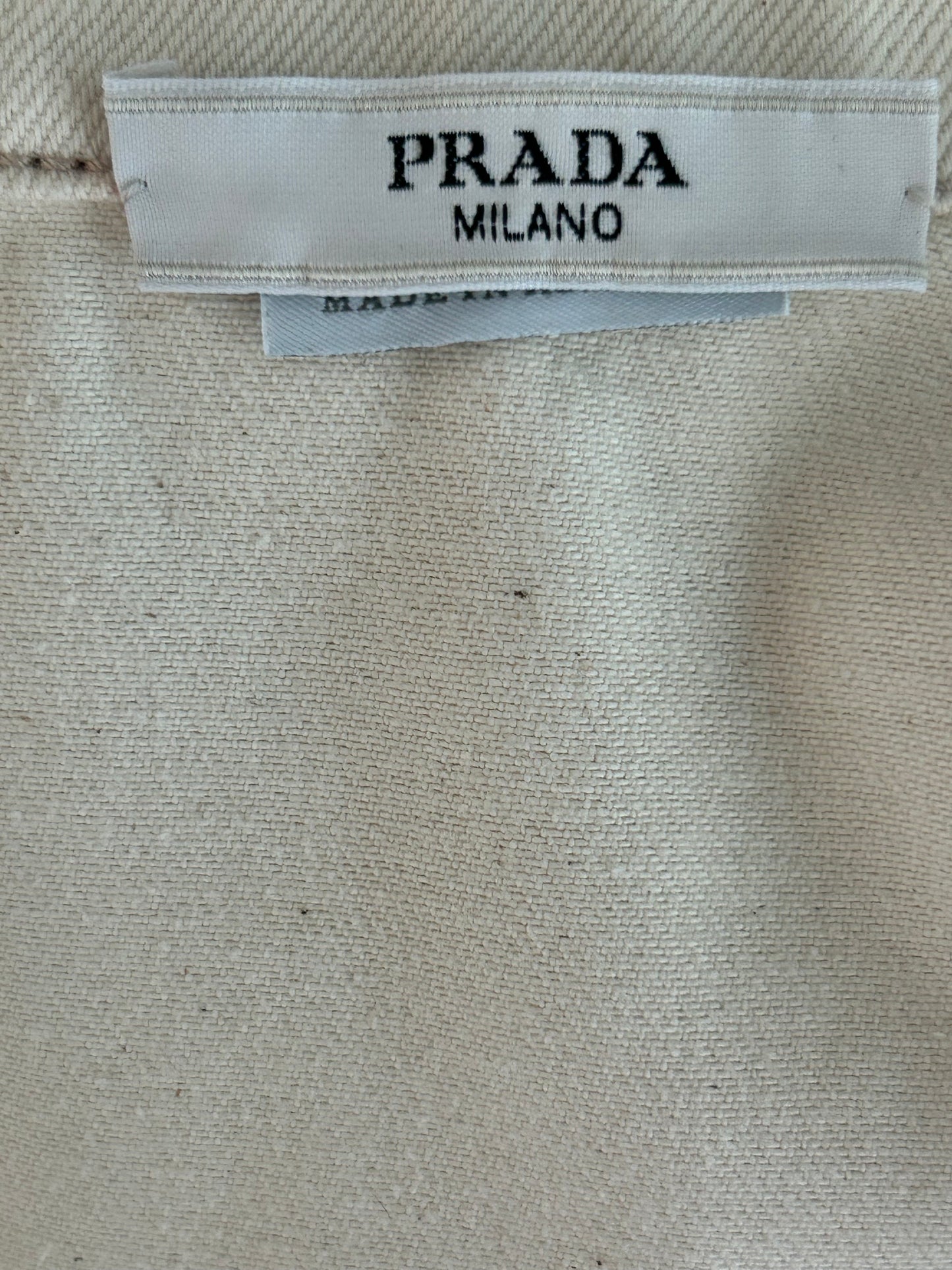 Prada Beige Logo Denim Button Up Shirt