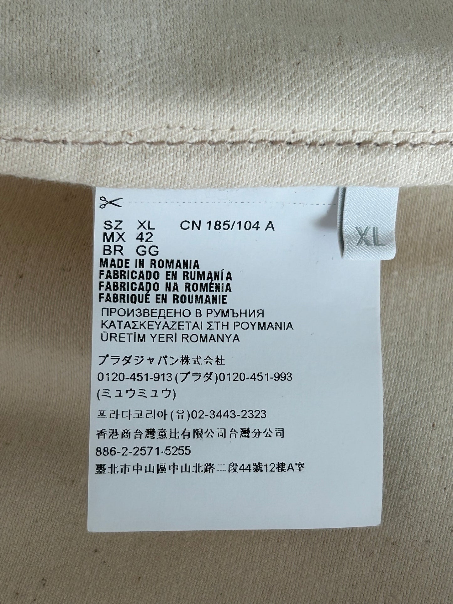 Prada Beige Logo Denim Button Up Shirt