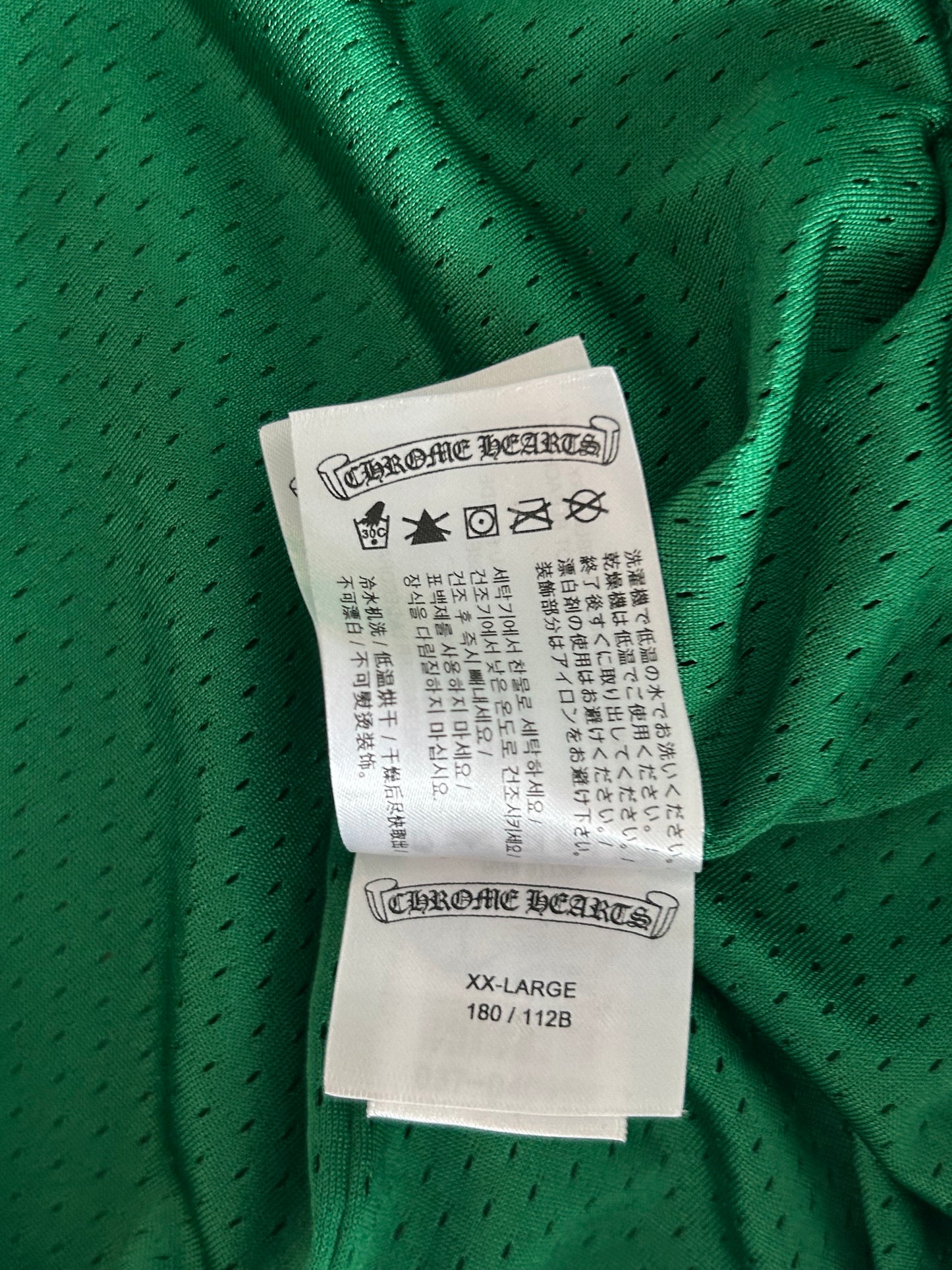 Chrome Hearts Green & Yellow Logo Mesh Shorts