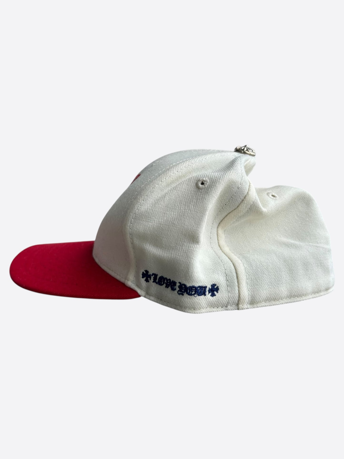 Chrome Hearts White & Red Heart Logo Fitted Hat
