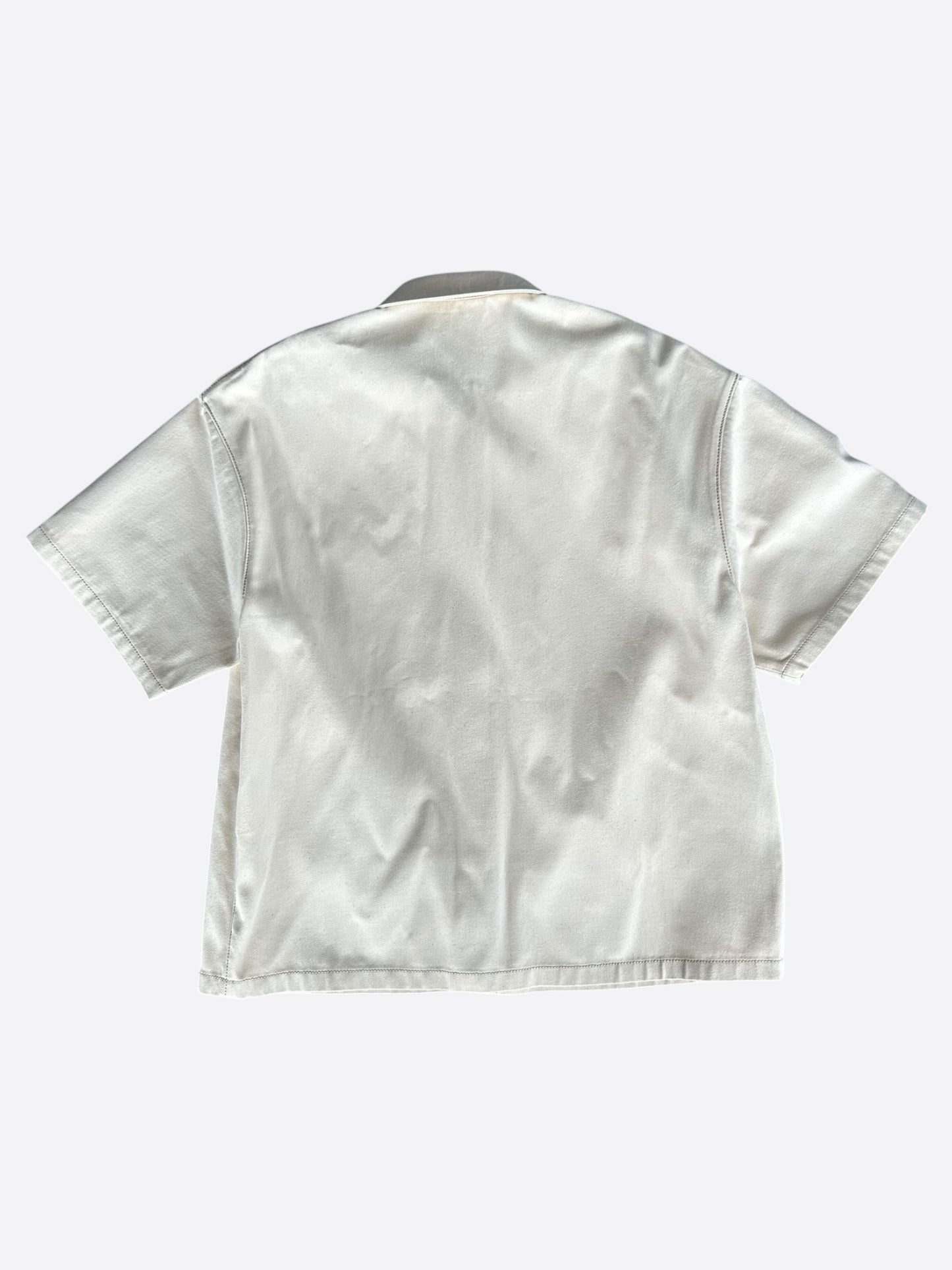 Prada Beige Logo Denim Button Up Shirt