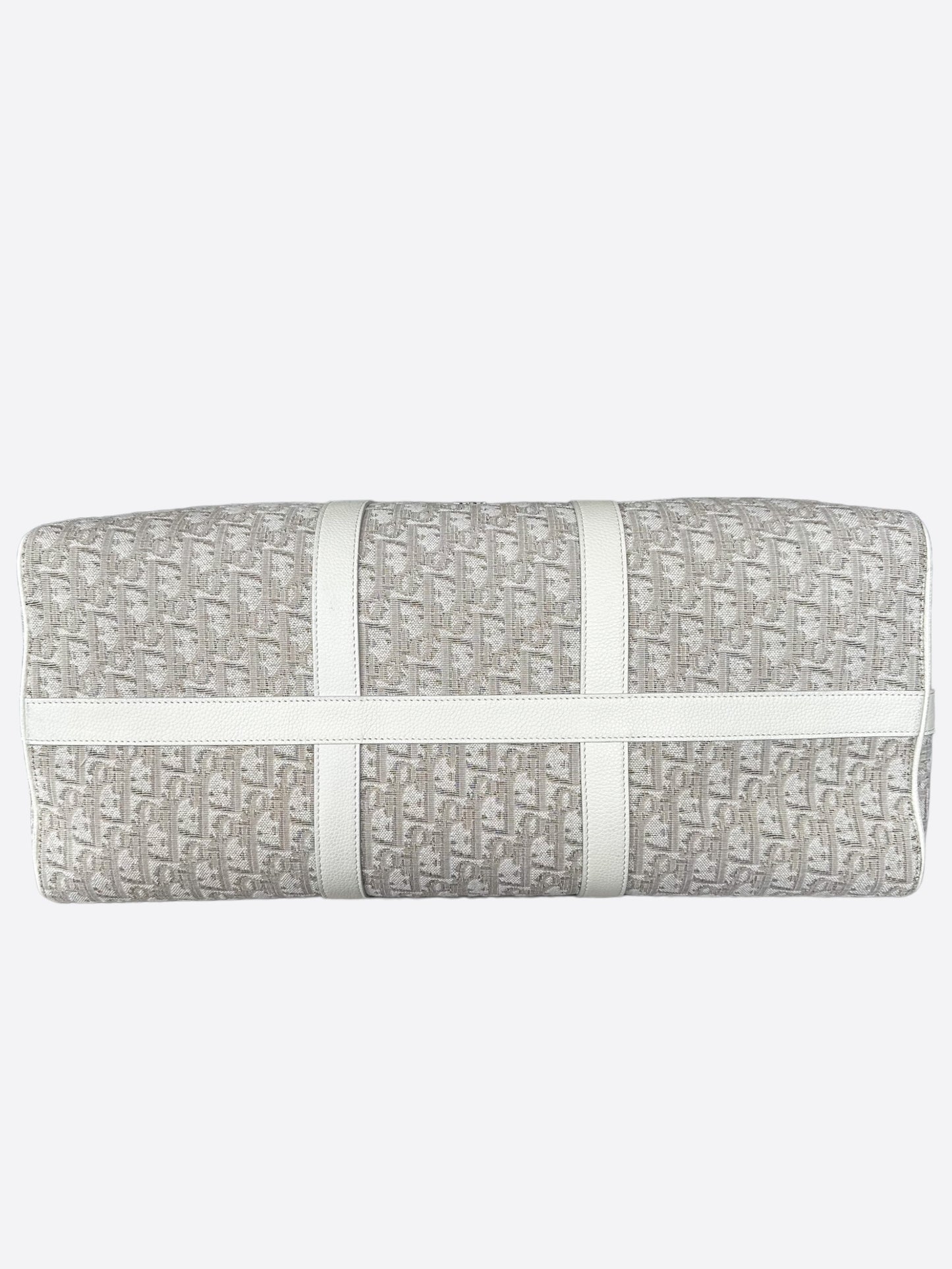 Dior White Oblique Lingot 50 Duffle Bag