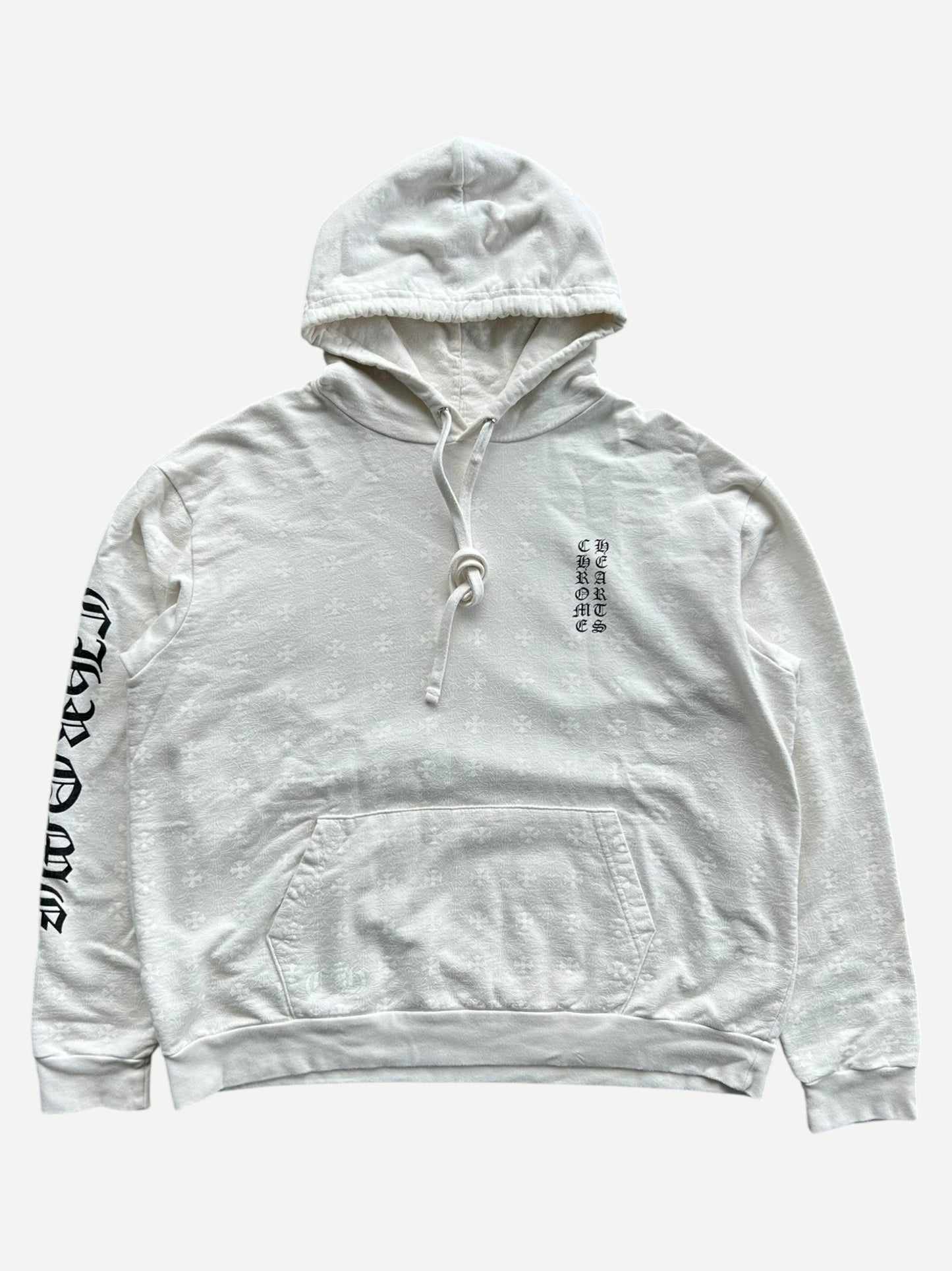 Chrome Hearts White & Black Cross Jacquard Horseshoe Logo Hoodie