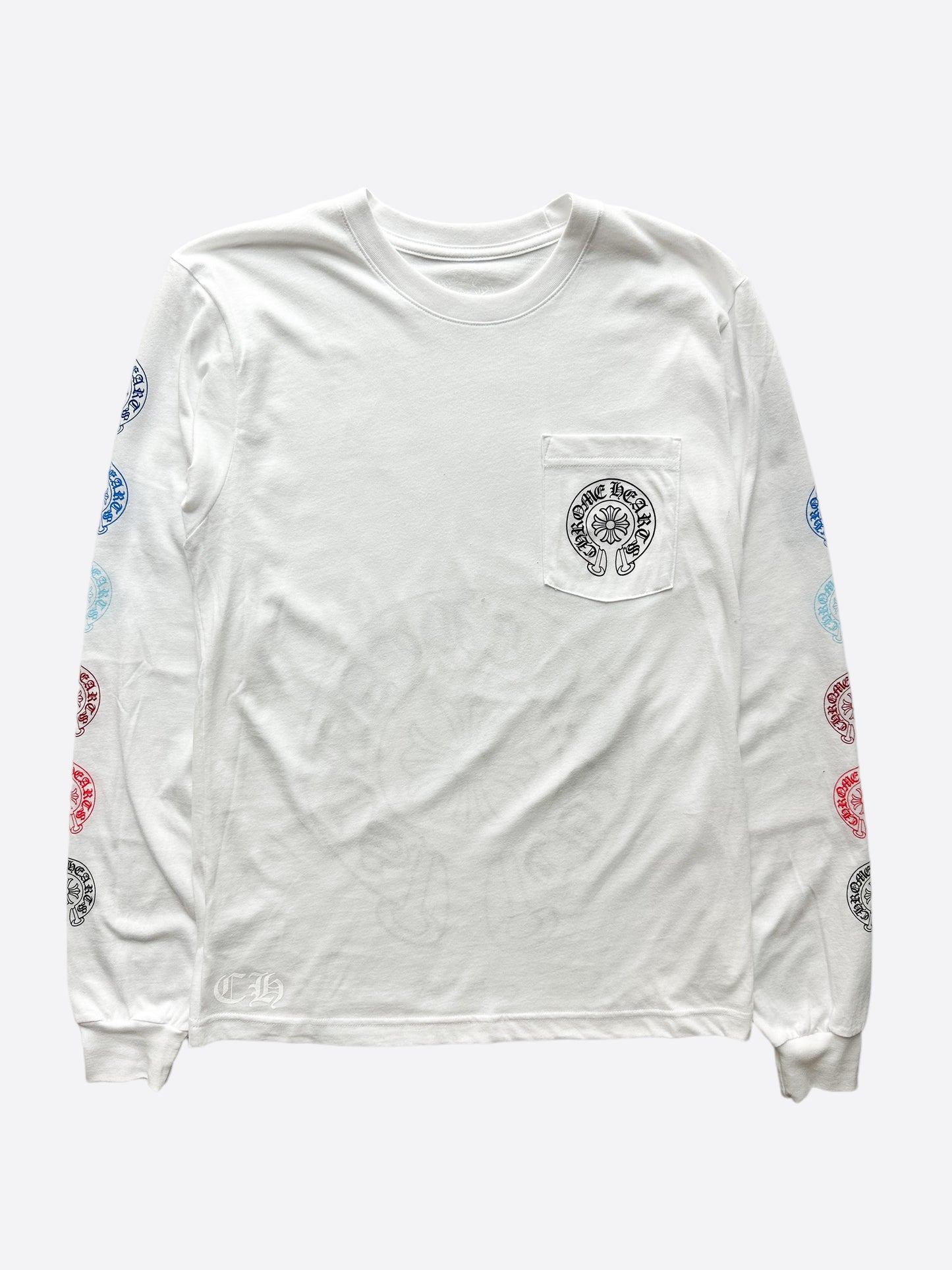 Chrome Hearts White Multicolor Horseshoe Logo Longsleeve T-Shirt