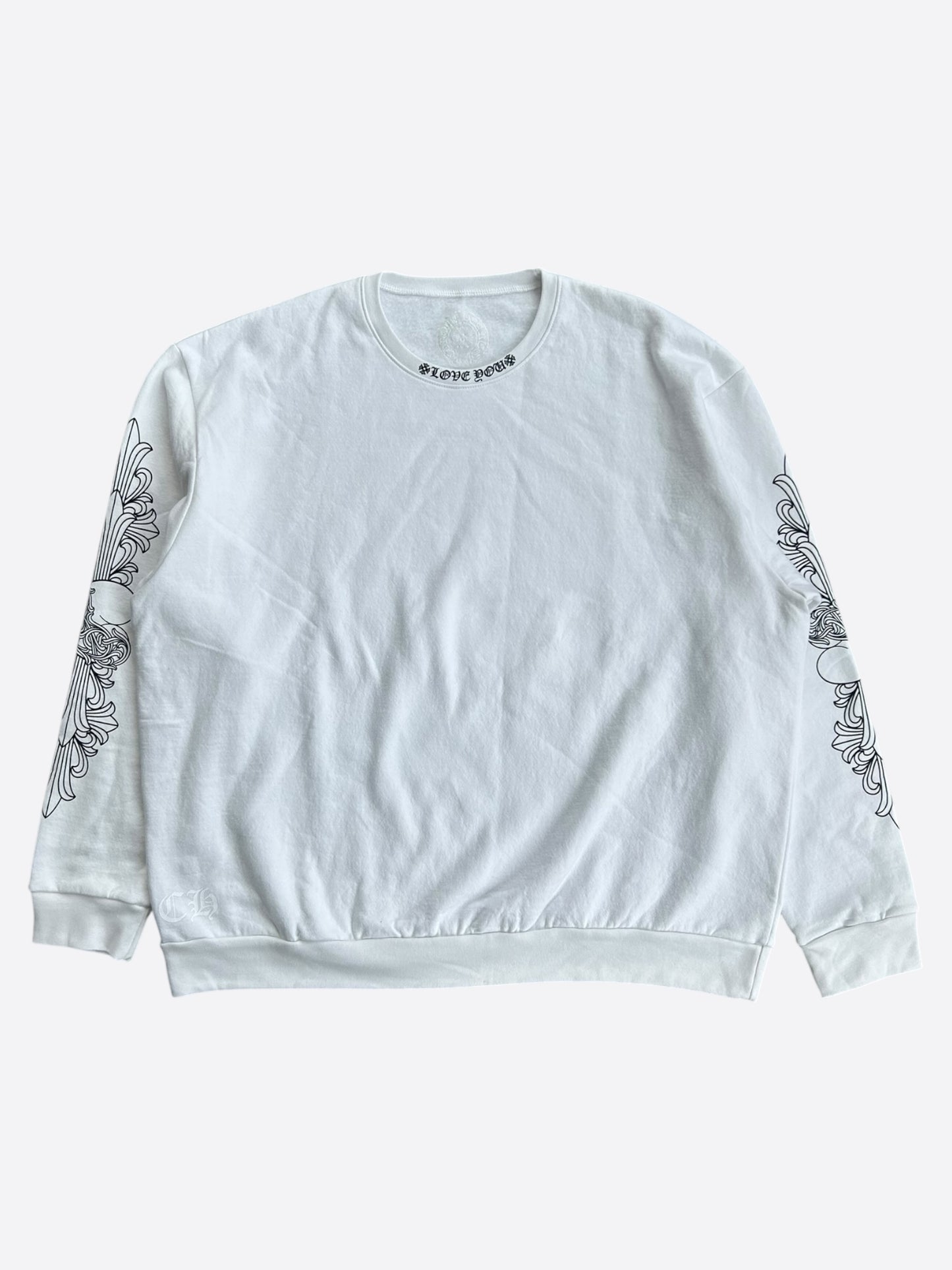 Chrome Hearts White & Black Love You Neck Logo Sweater