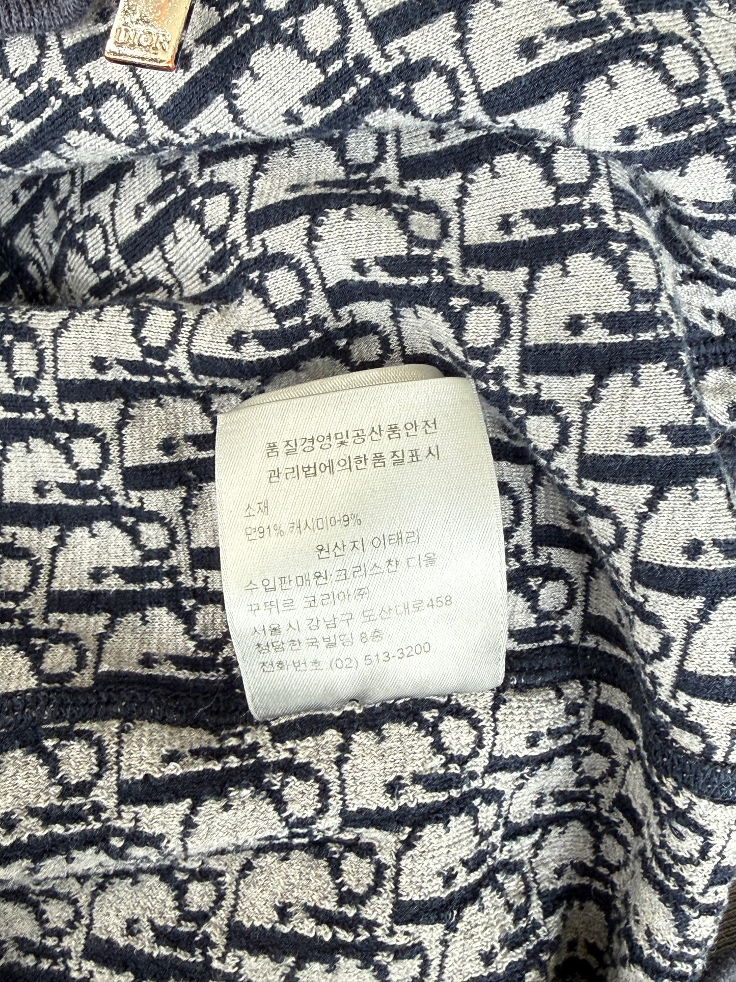 Dior Navy Oblique Zip Up Hoodie