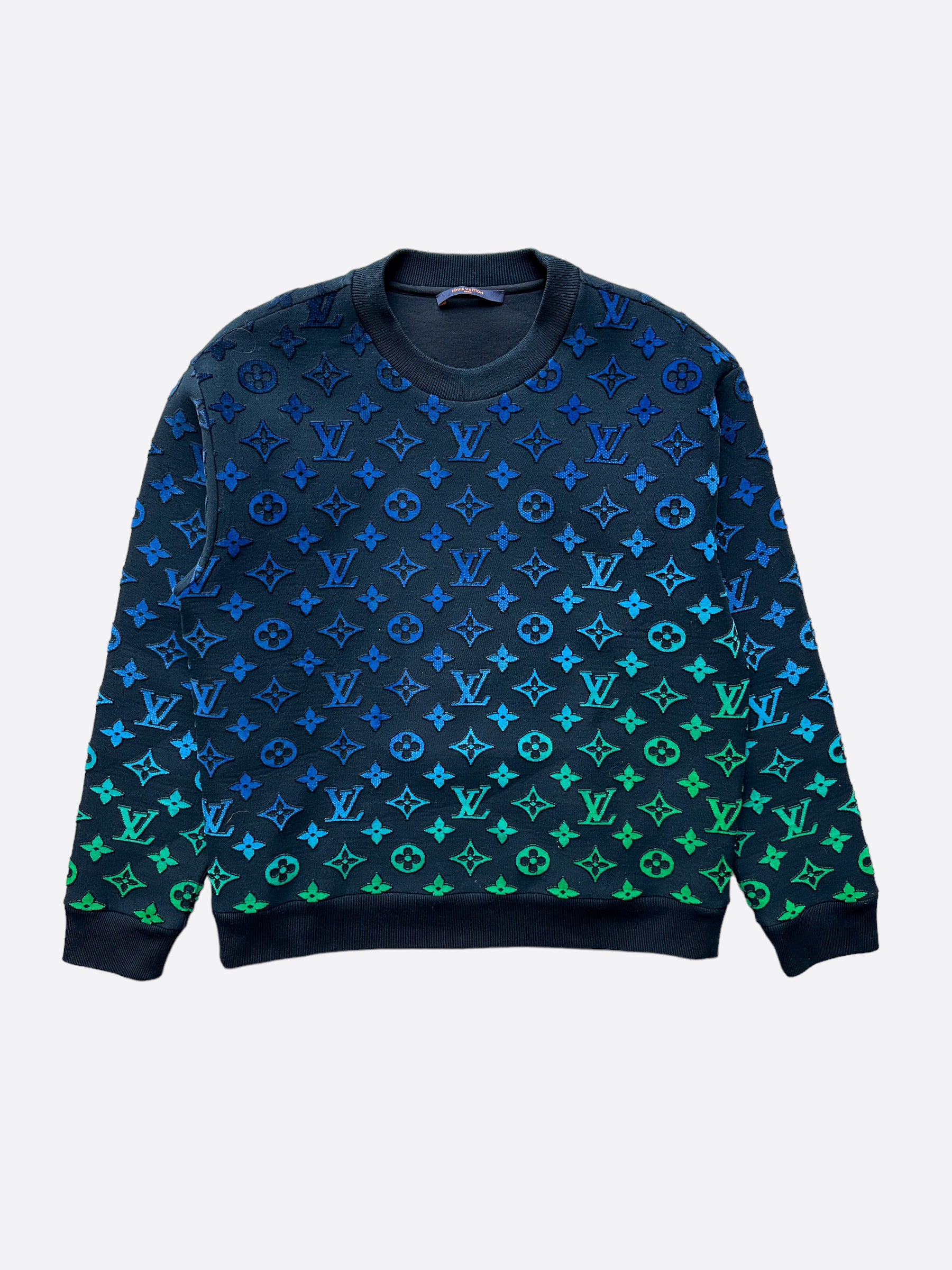 blue monogram sweater