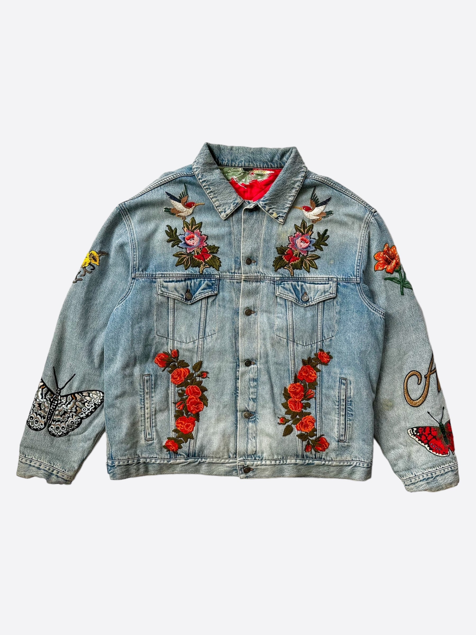 Gucci Blue DIY Custom Embroidered Patch Denim Jacket – Savonches