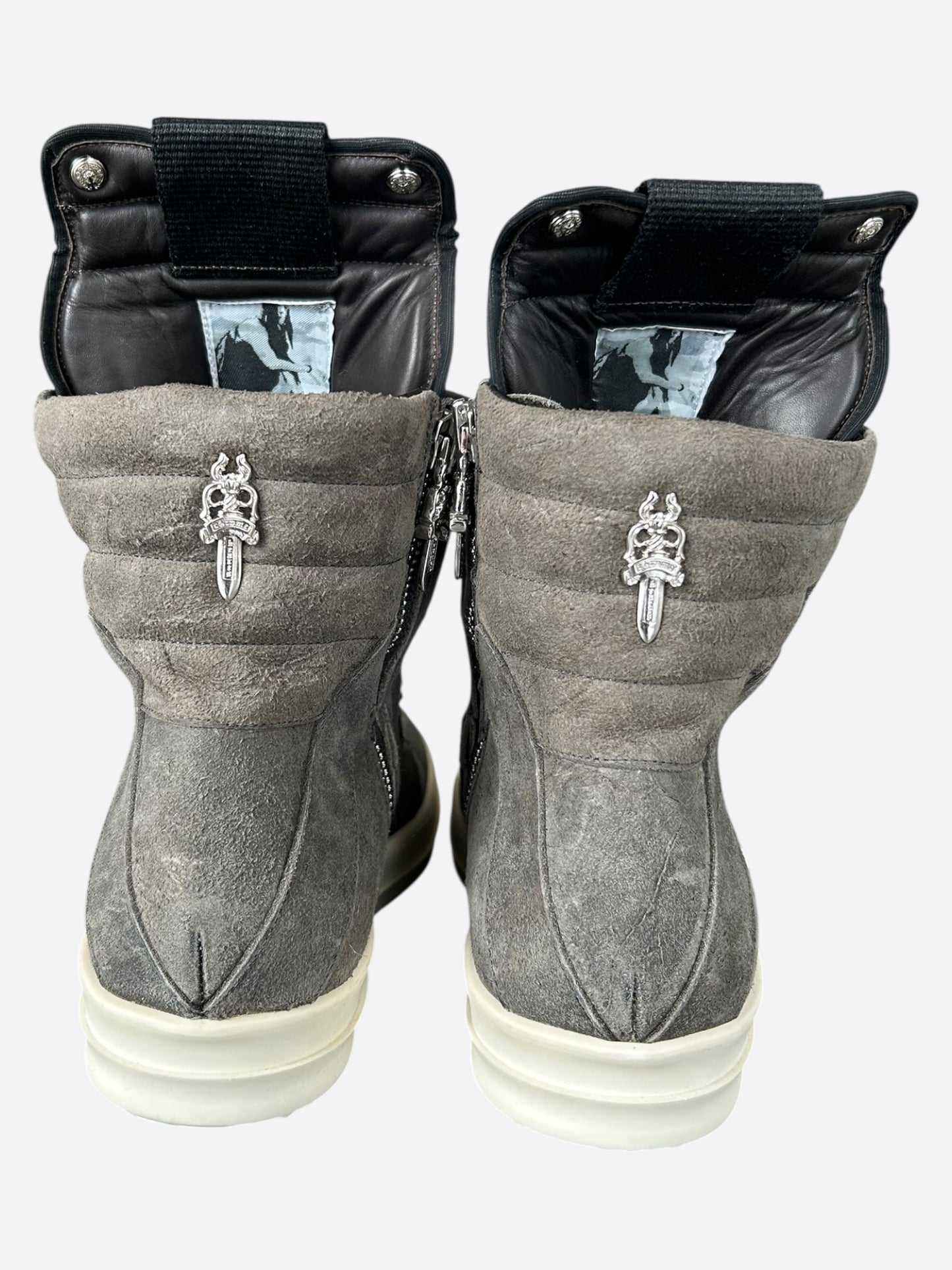 Chrome Hearts Rick Owens Grey Suede Geobaskets