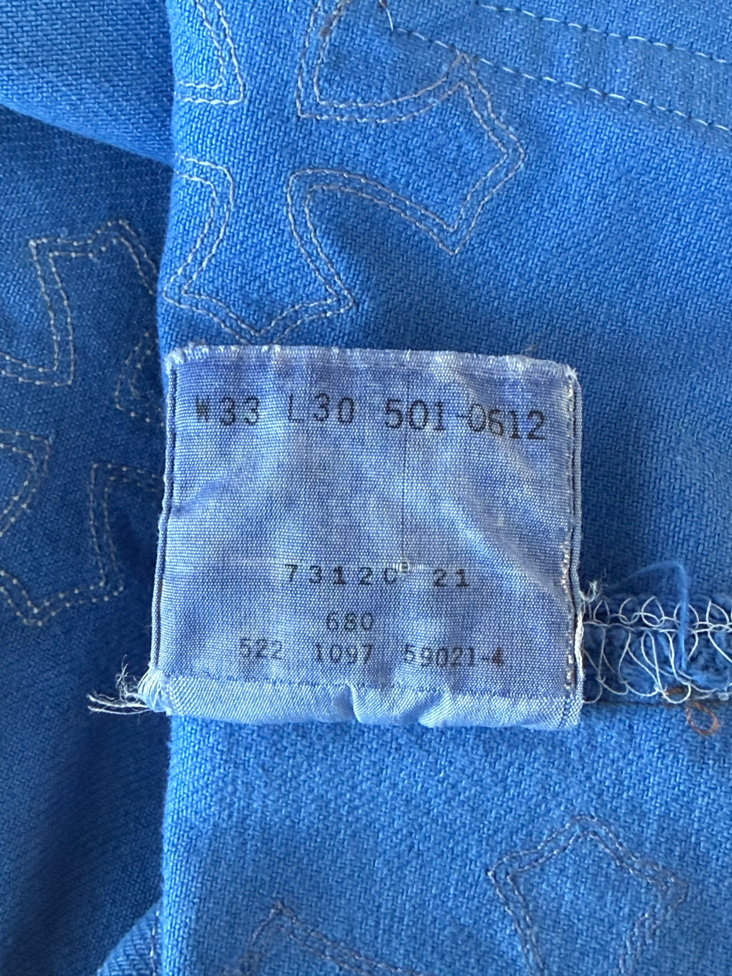 Chrome Hearts Levis London Exclusive Blue Dyed Cross Patch Jeans