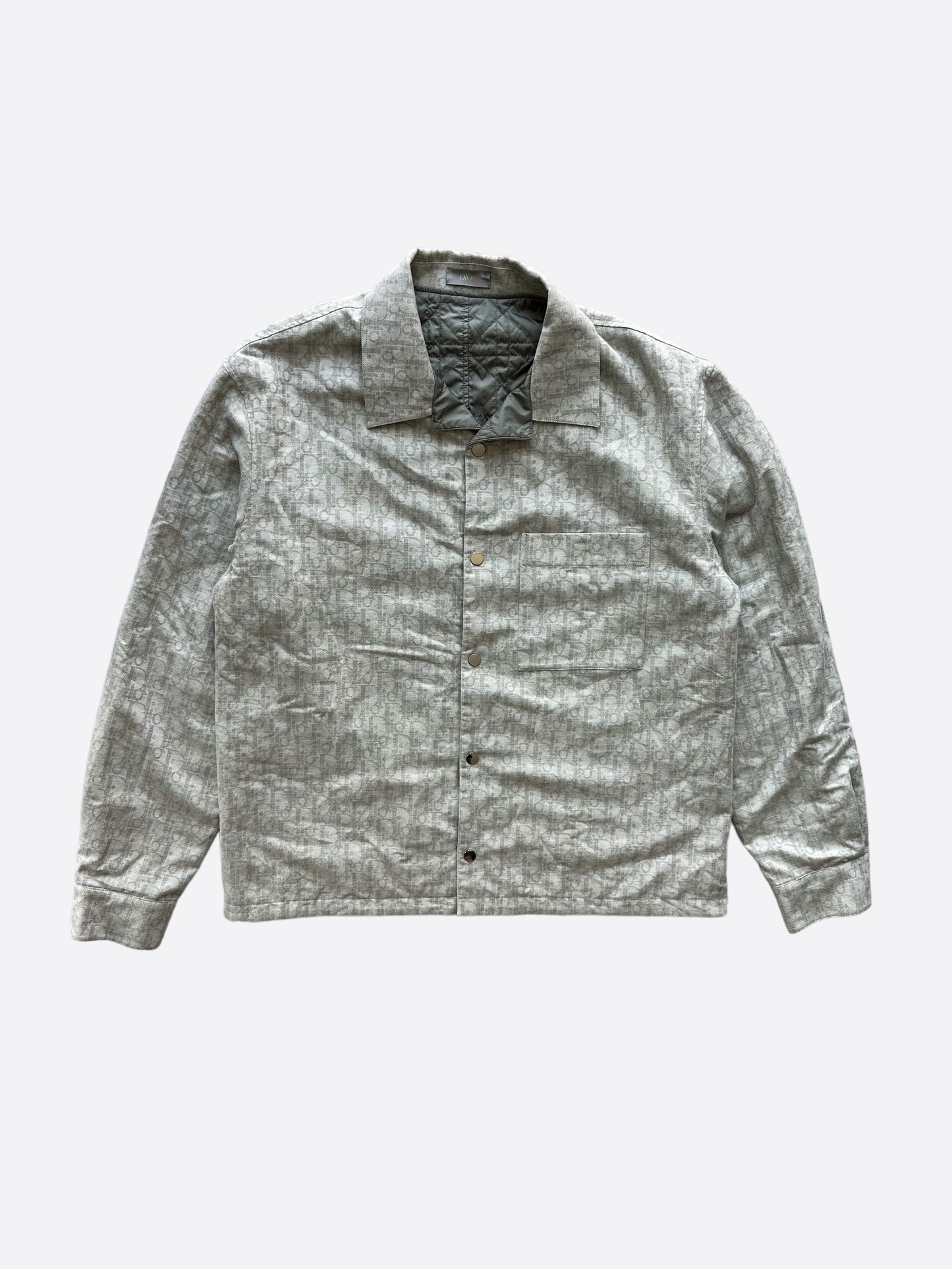 Dior Grey Oblique Quilted Button Up Shirt