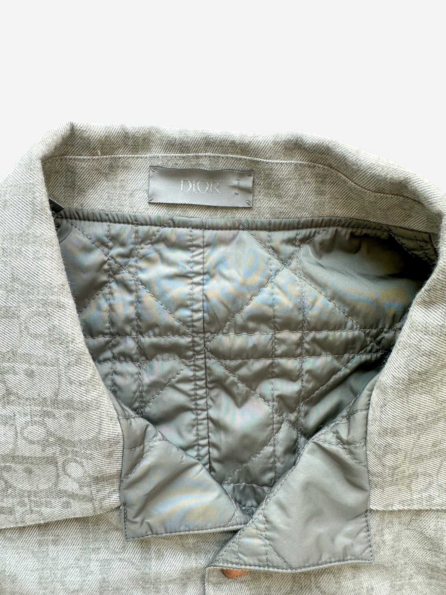 Dior Grey Oblique Quilted Button Up Shirt